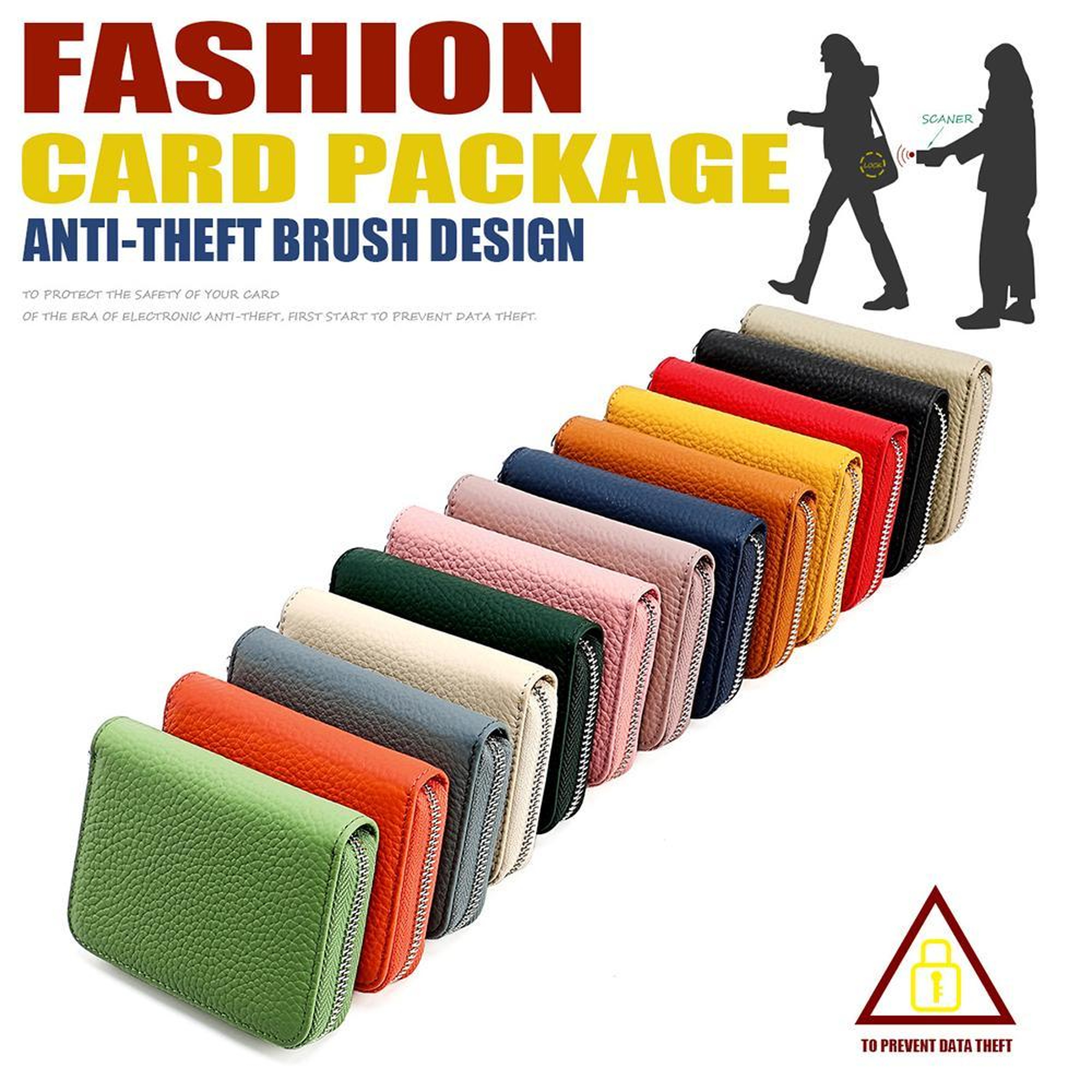 Anti Theft Genuine Leather Coin Purse with Zipper and RFID Blocking – view 2