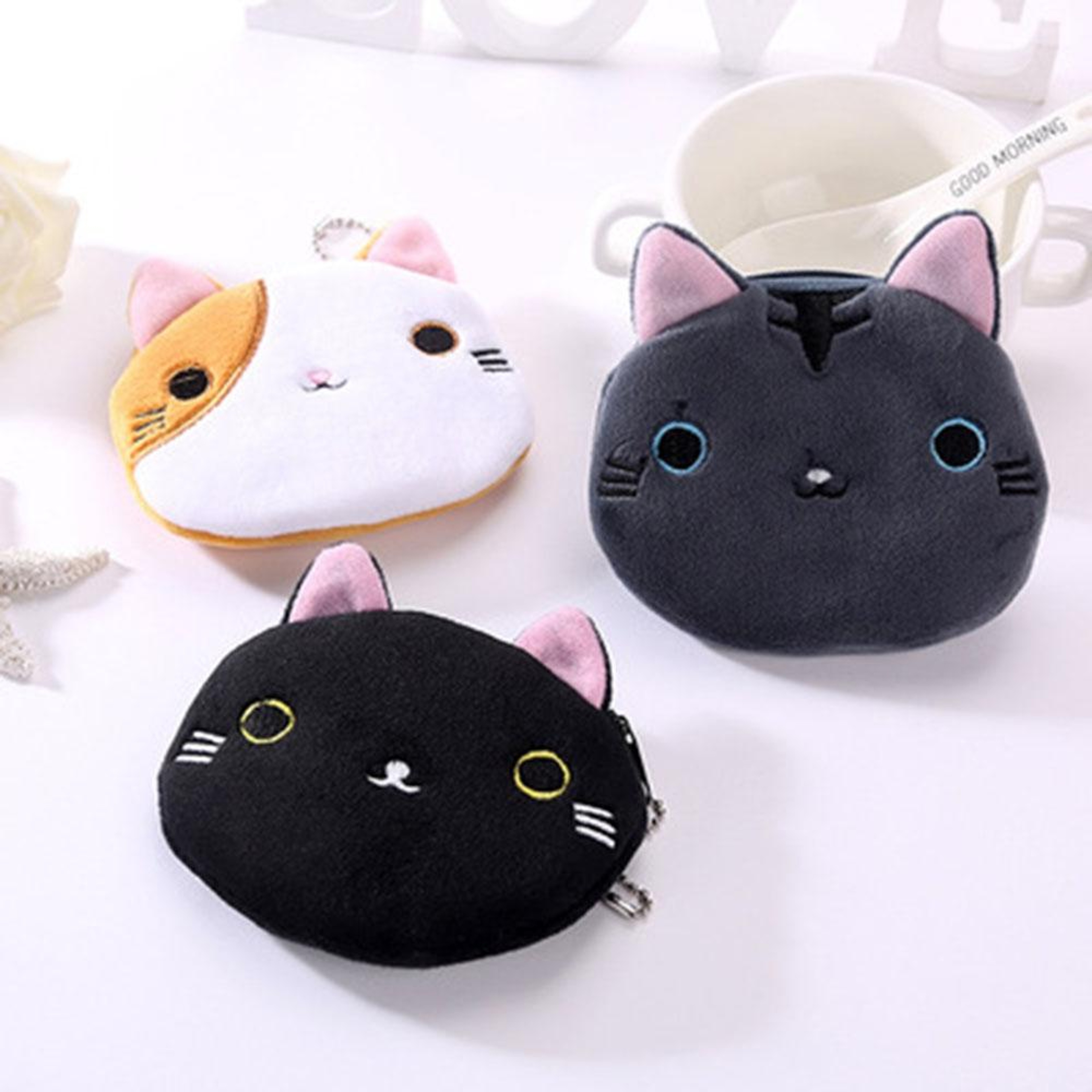 Cute Cat Coin Purse for Kids and Women Plush Zipper Wallet – view 3