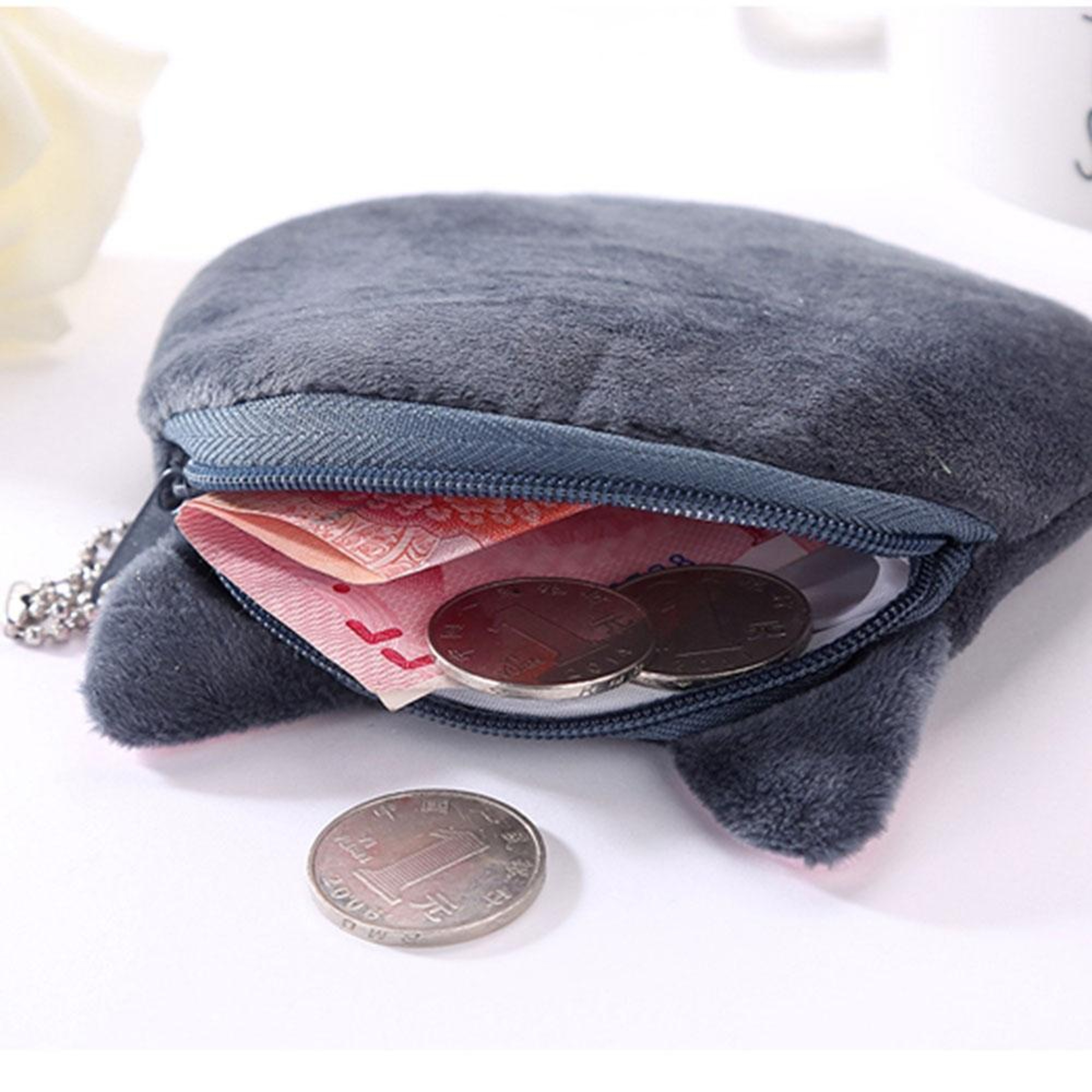 Cute Cat Coin Purse for Kids and Women Plush Zipper Wallet – view 5