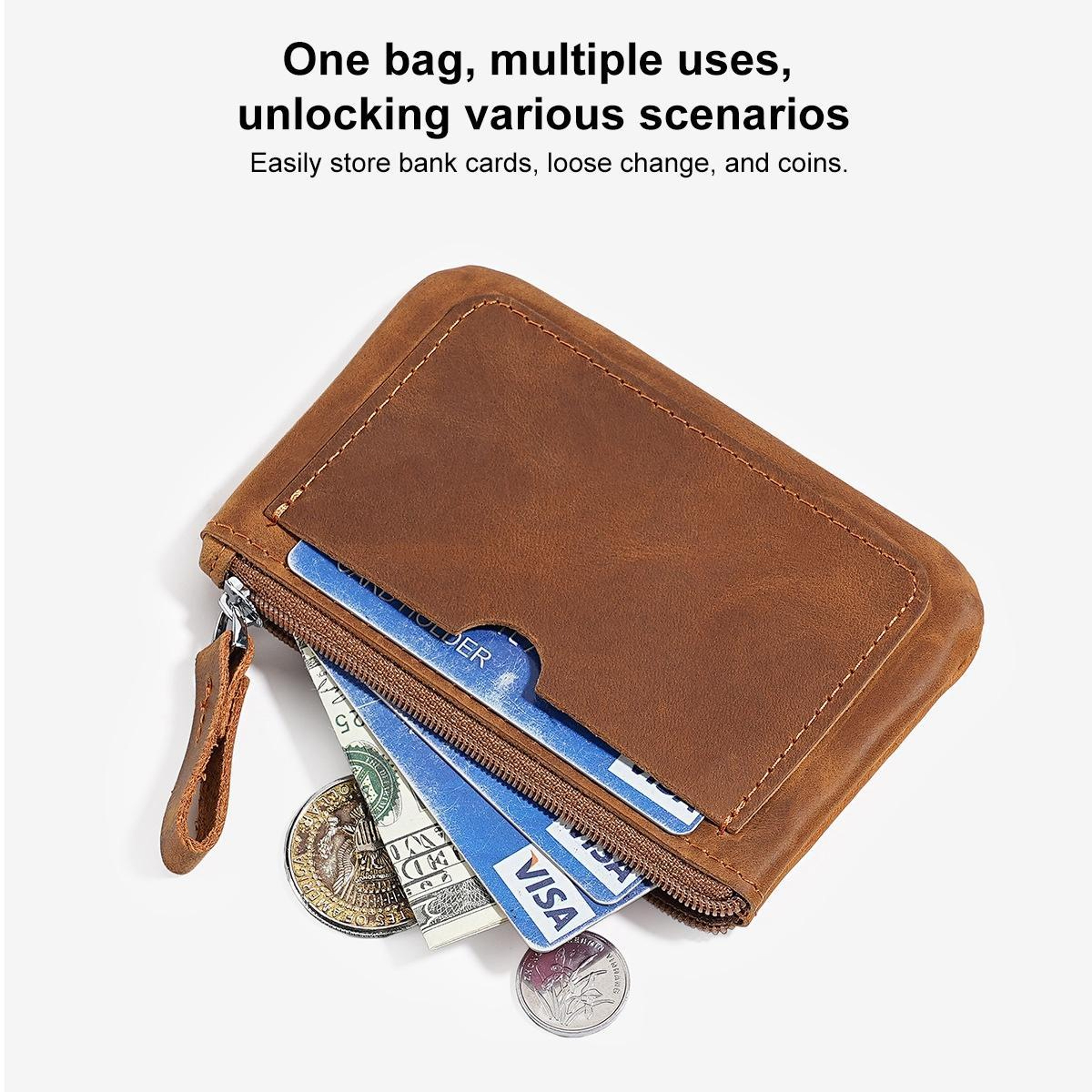 Retro Genuine Leather Coin Purse and Slim Unisex Wallet – view 7