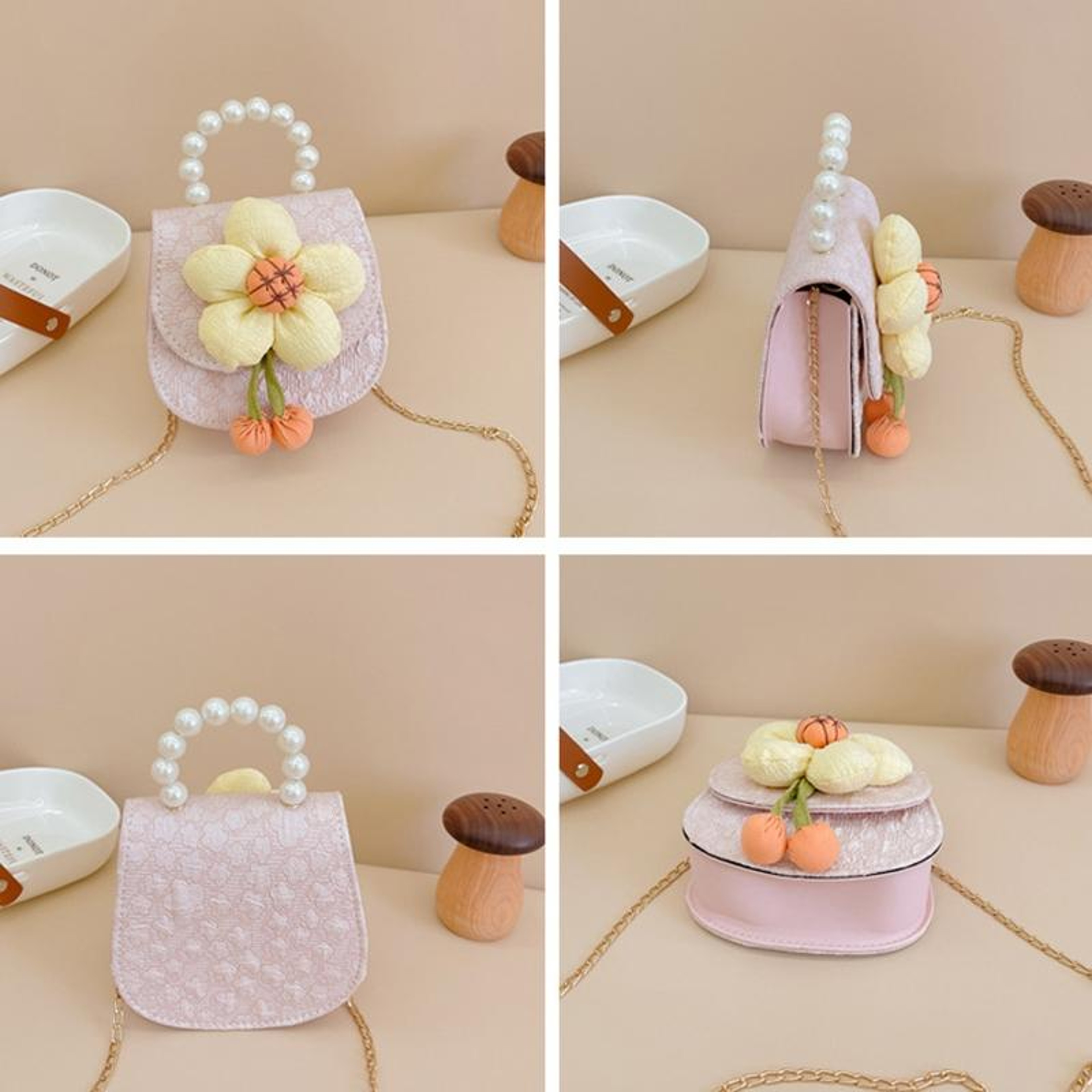 Childrens Flower Pearl Crossbody Handbag for Girls – view 3