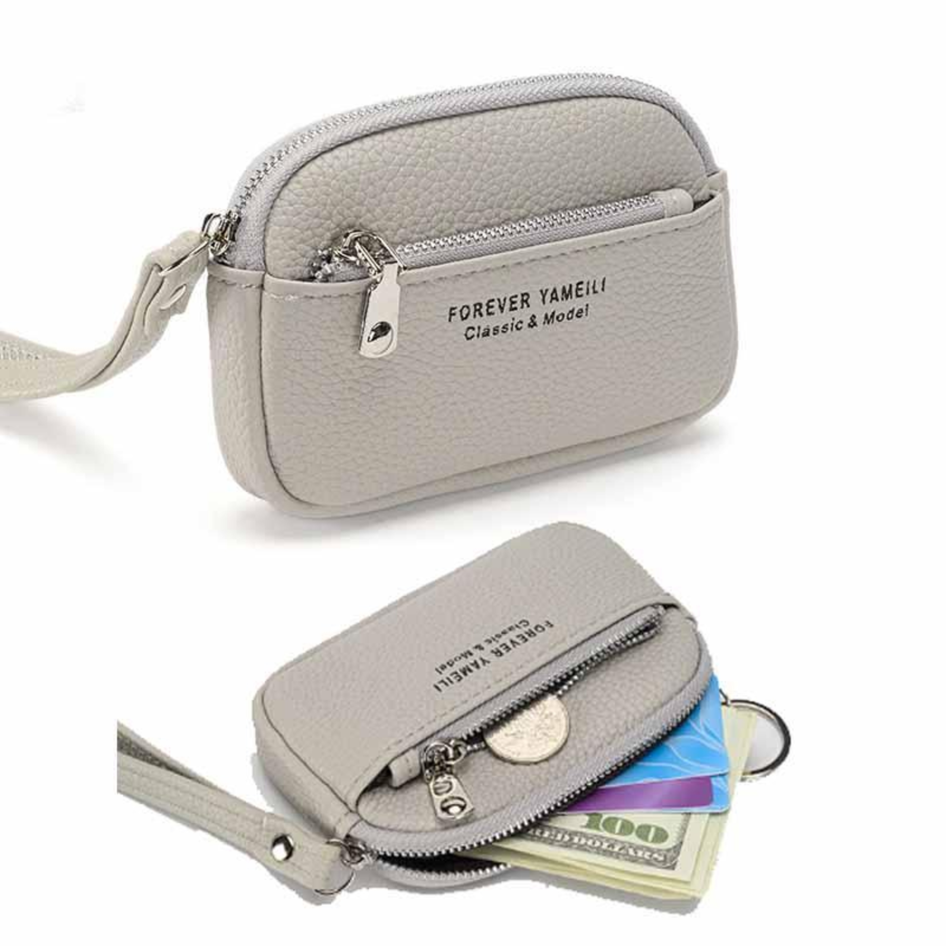 Womens Zip Coin Purse and Card Holder with Dual Zipper Pockets – view 3