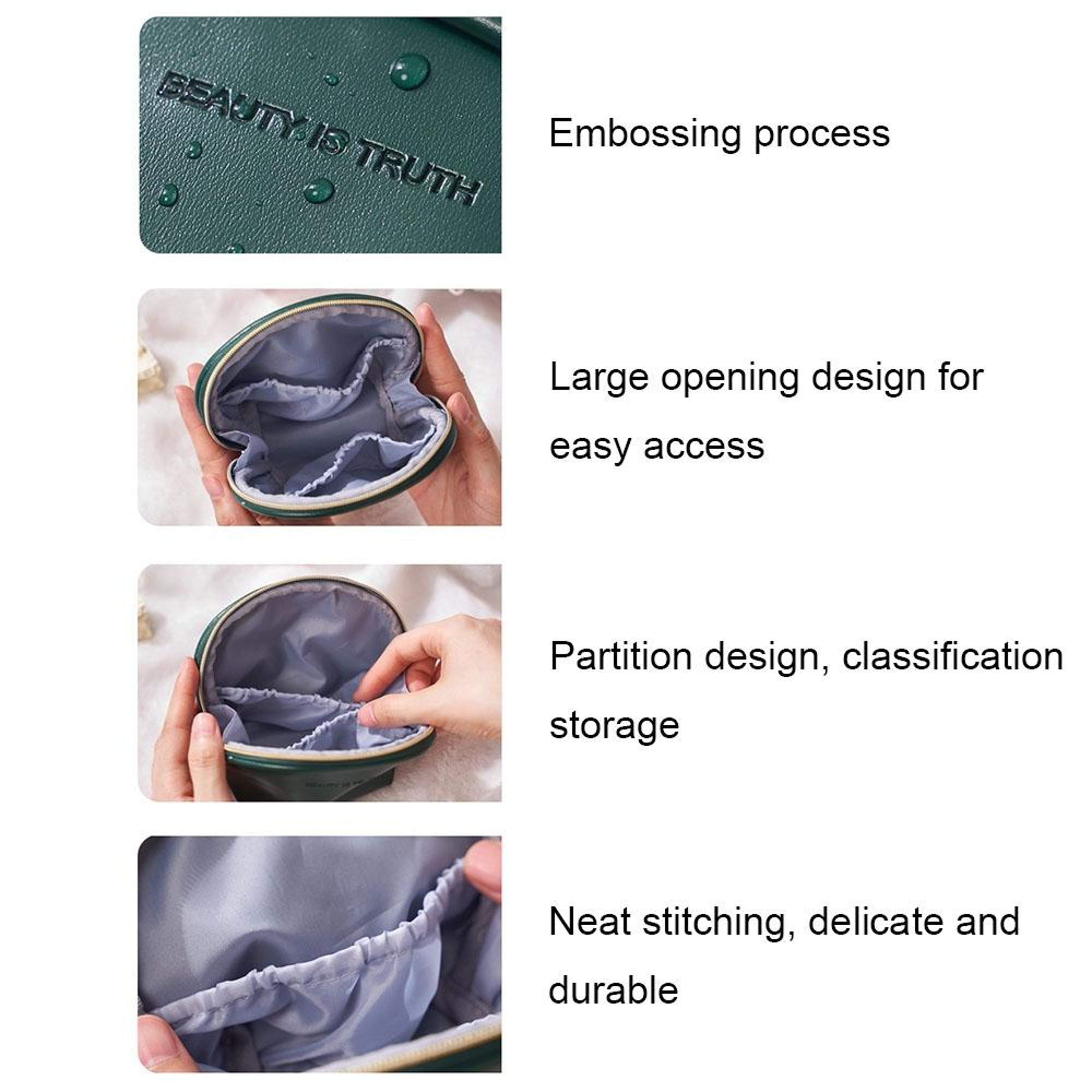 Portable PU Leather Cosmetic Bag with Waterproof Finish and Compartments – view 4