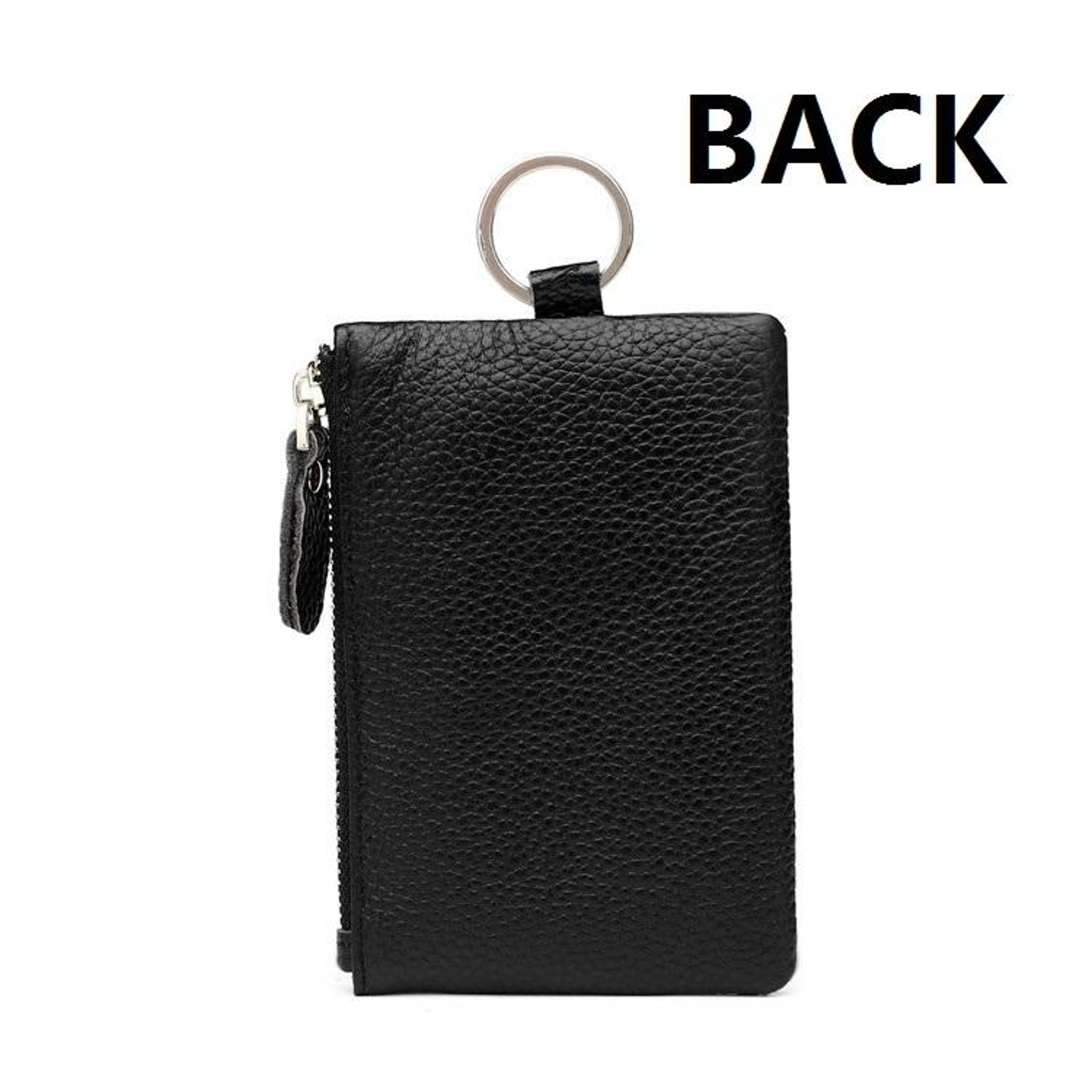 Mens Leather Coin Purse and Key Holder with Zipper – view 4