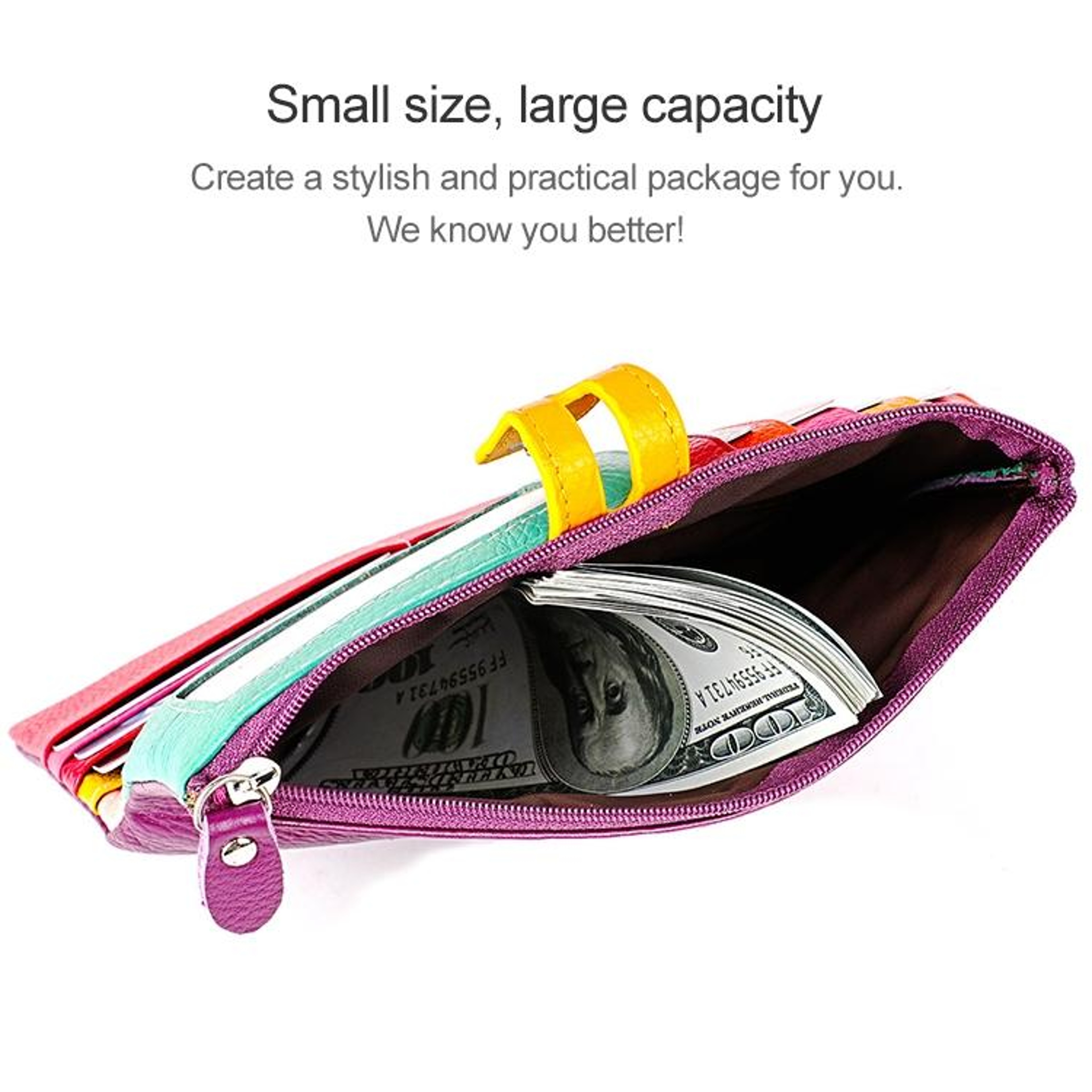 Litchi Texture Leather Wallet for Women with Zipper Closure – view 7