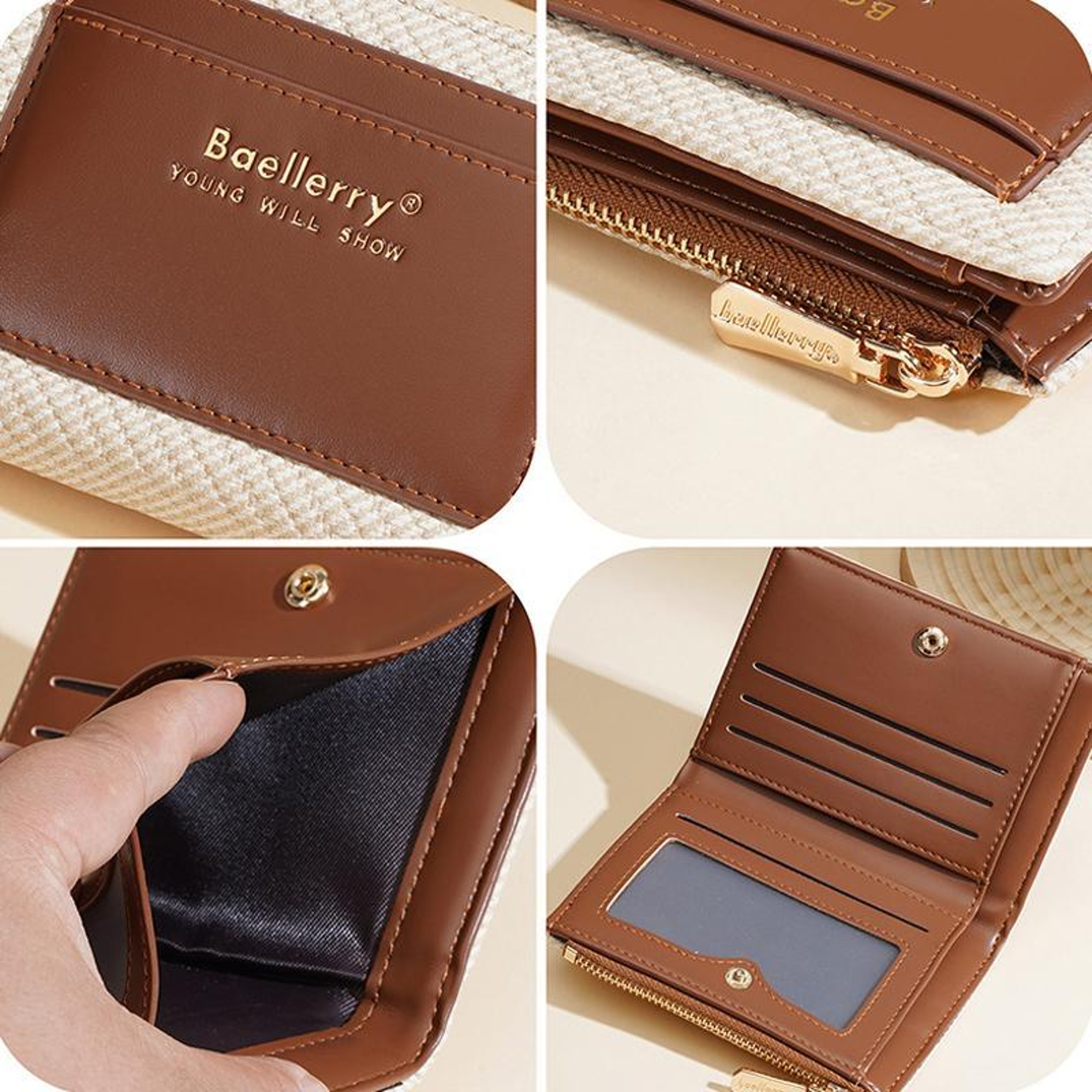 Womens Compact Wallet with Zipper Closure and Multiple Card Slots – view 6