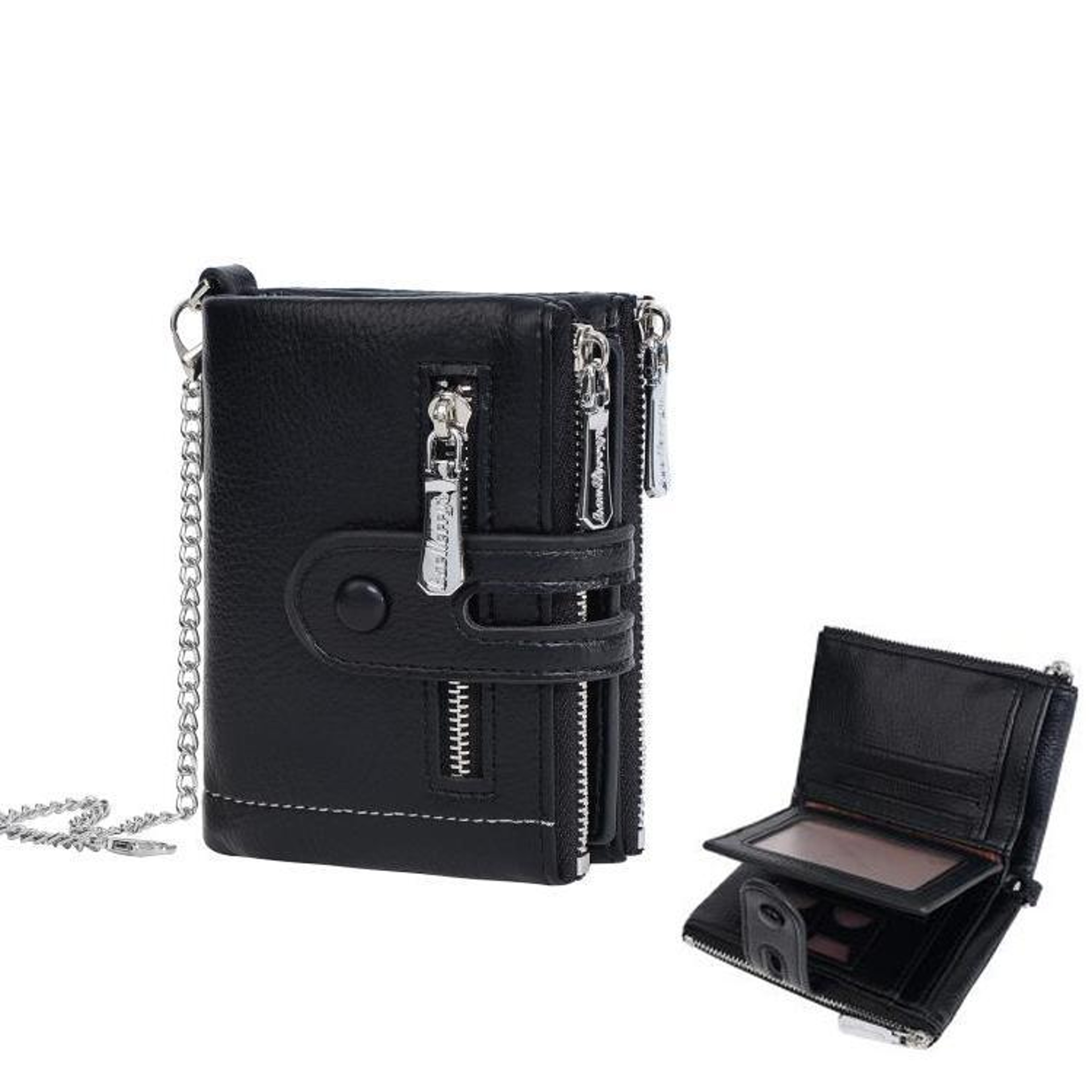 Compact Chain Wallet for Women with Multiple Card Slots and Zippered Coin Pockets – view 9