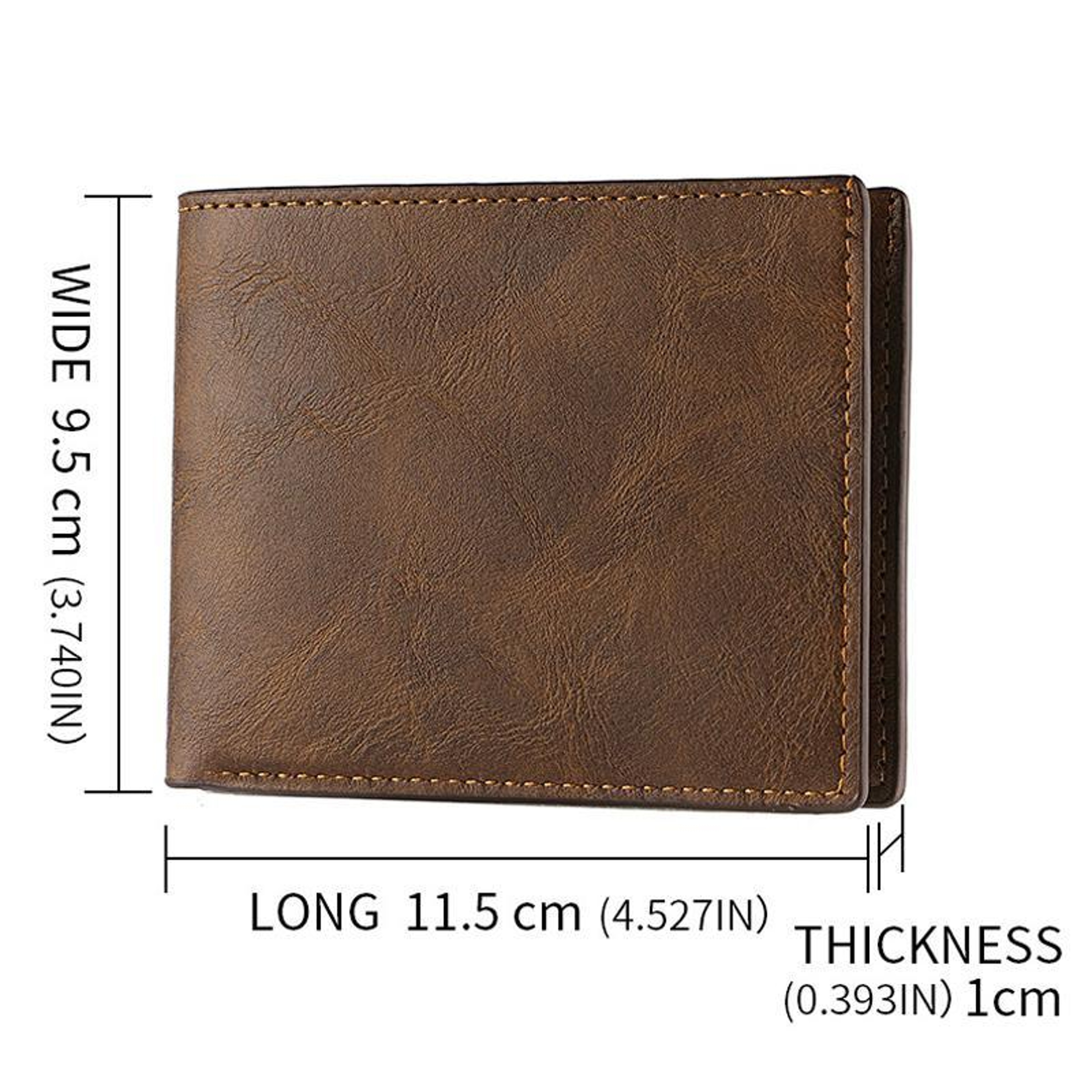 Mens Retro PU Leather Short Wallet with Card Slots and Zipper Pocket – view 4