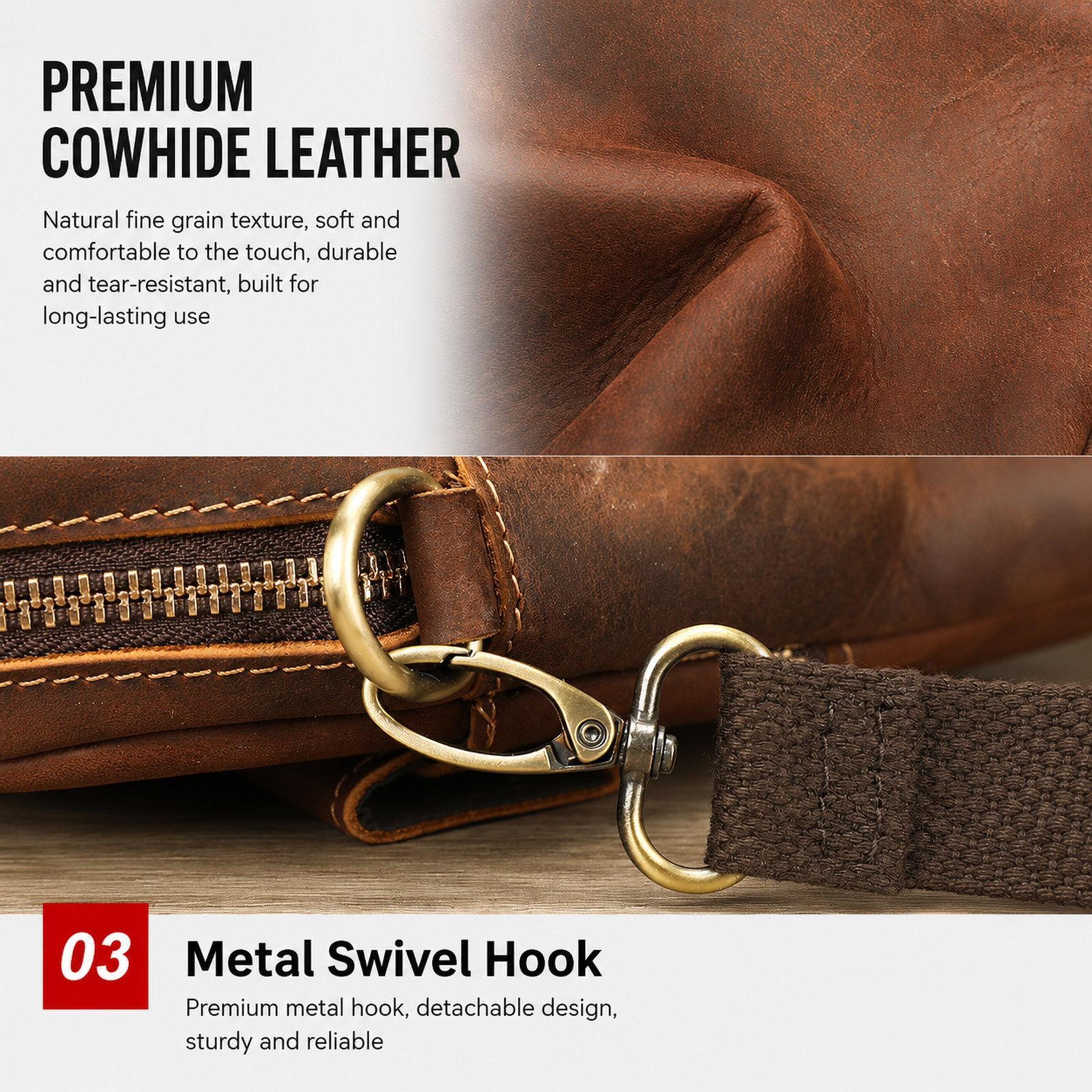 Vintage Leather Crossbody Bag with Multiple Pockets and Adjustable Strap – view 6