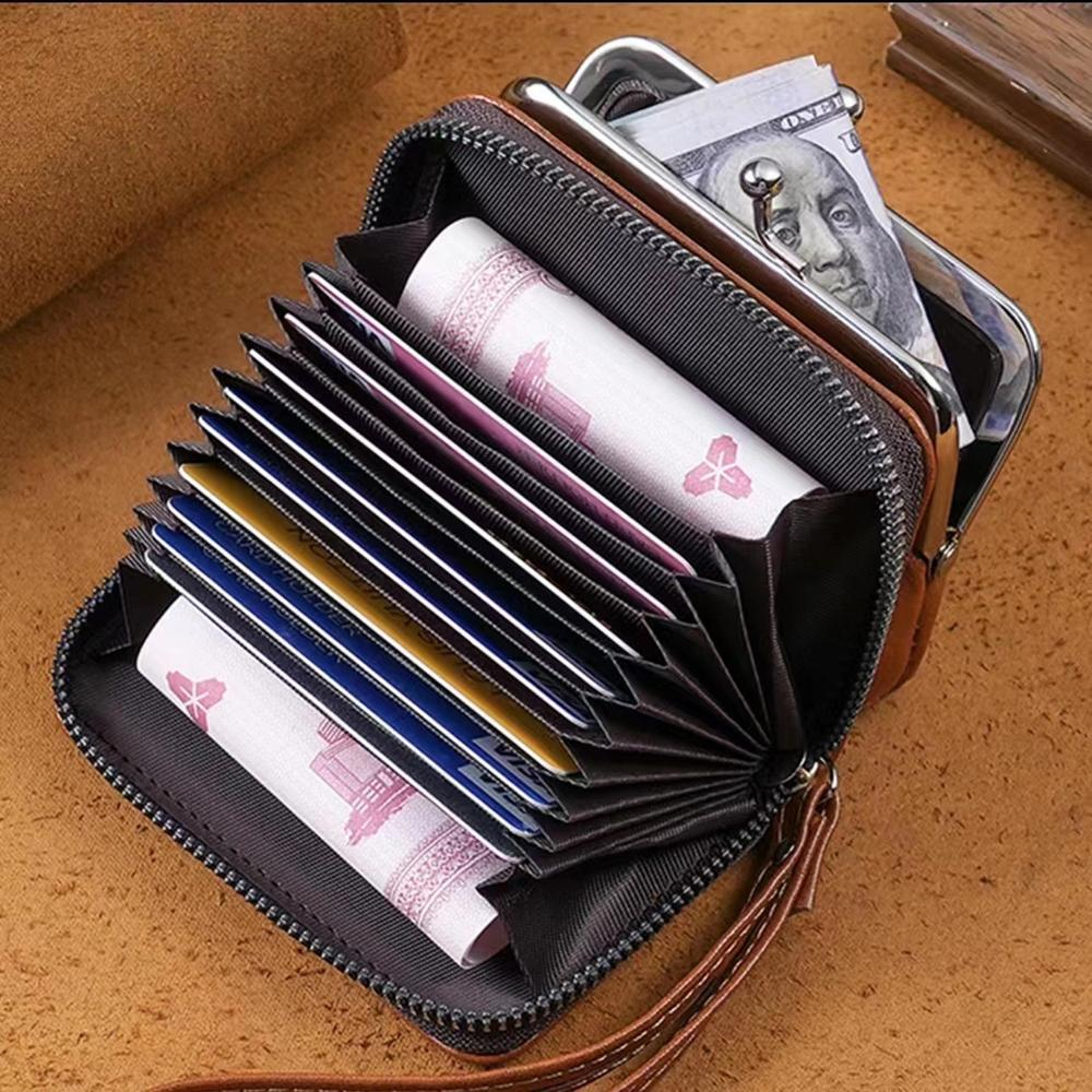 Womens Buckle Coin Purse with Card Slots and Detachable Handle – view 11