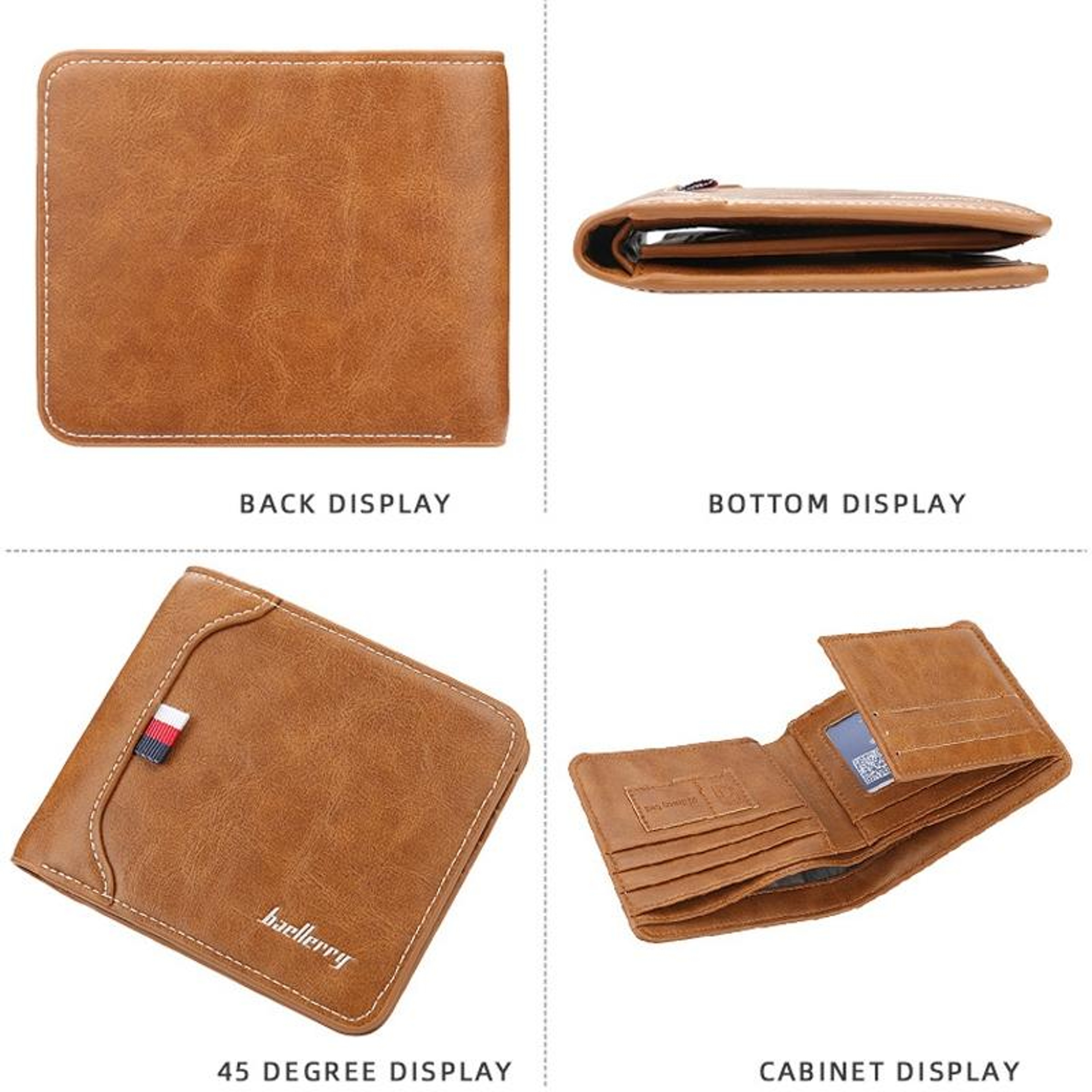 Mens Tri Fold Wallet with Coin Purse and Multiple Card Slots – view 3