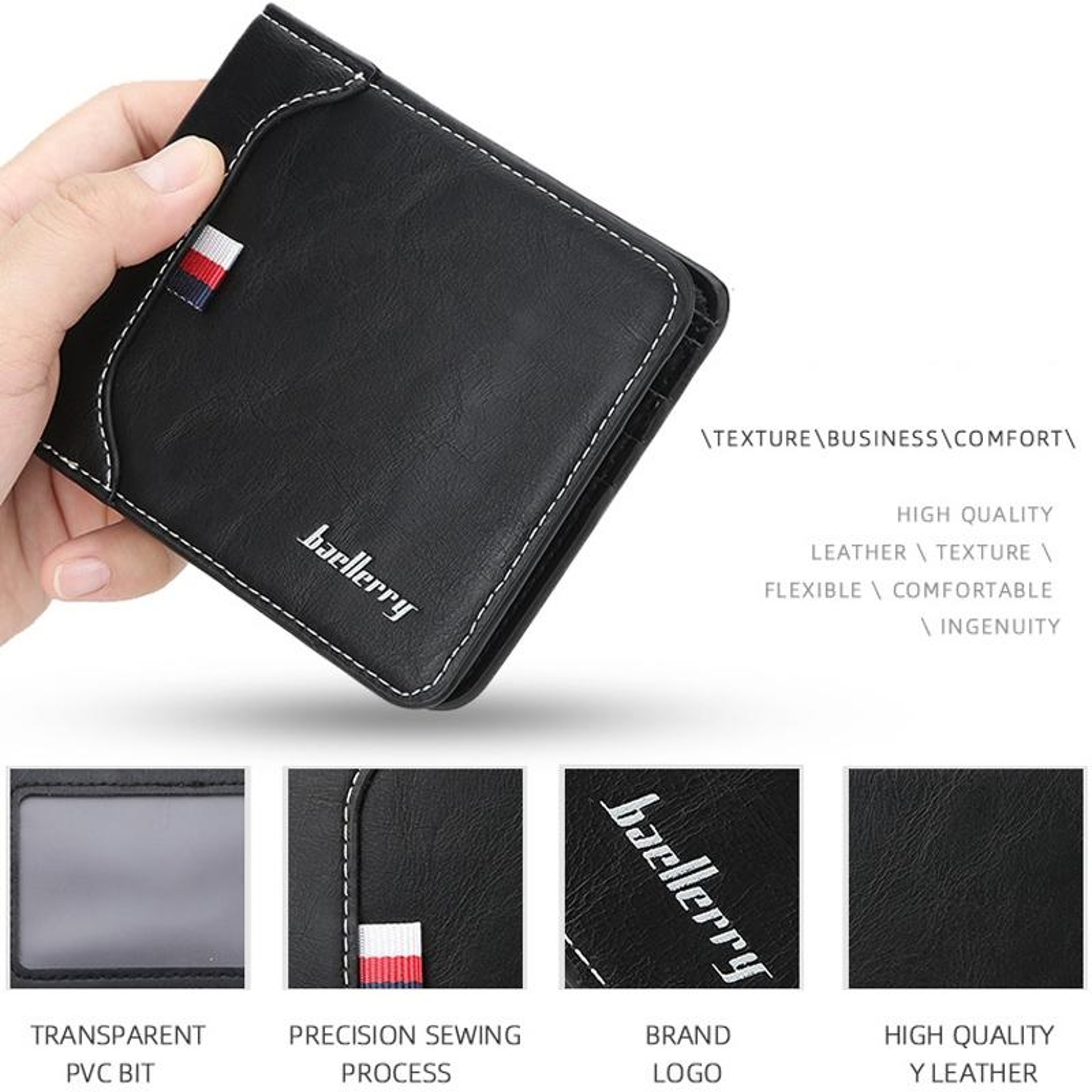 Mens Tri Fold Wallet with Coin Purse and Multiple Card Slots – view 4