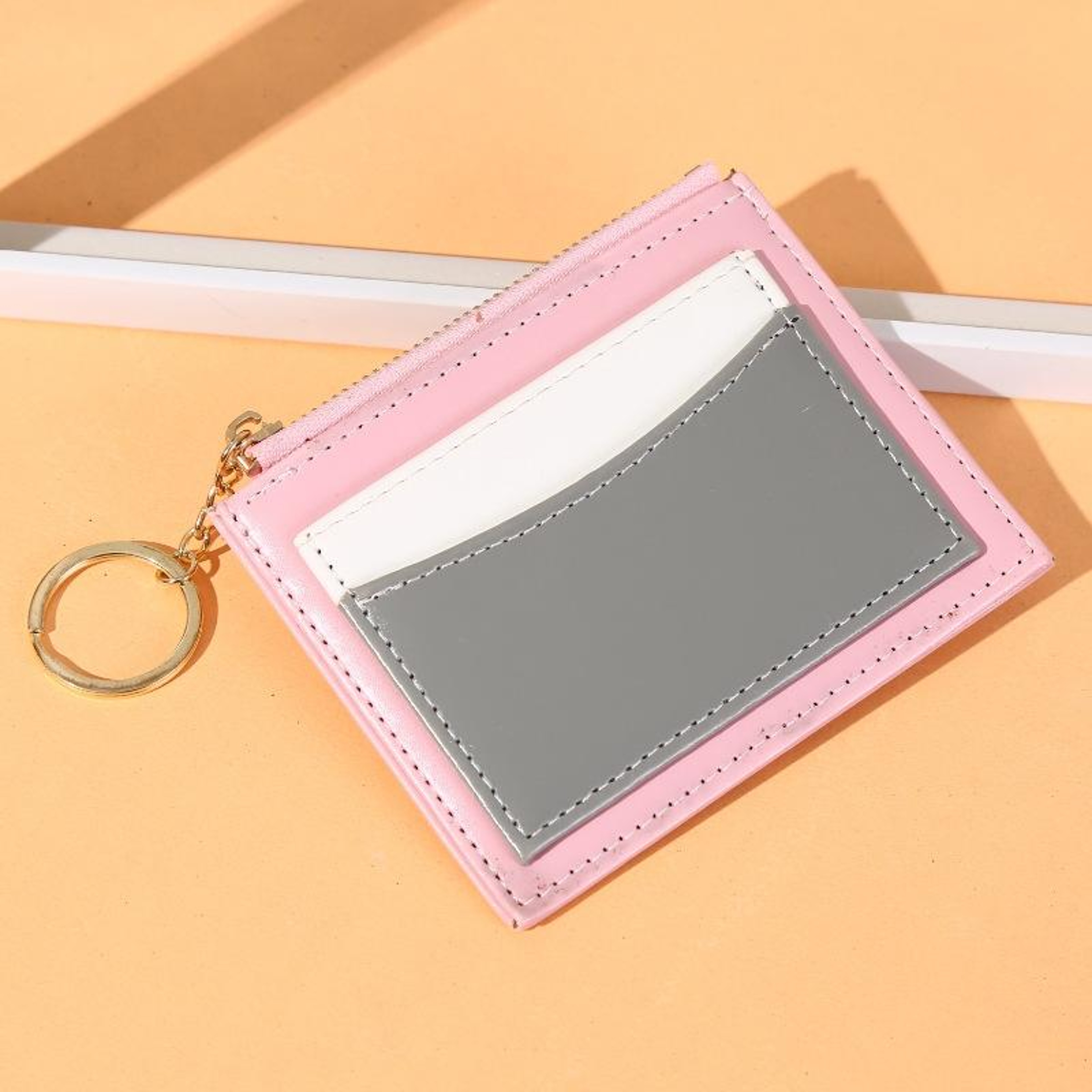 PU Leather Card Holder Wallet with Zipper Coin Pocket and Keychain – view 9