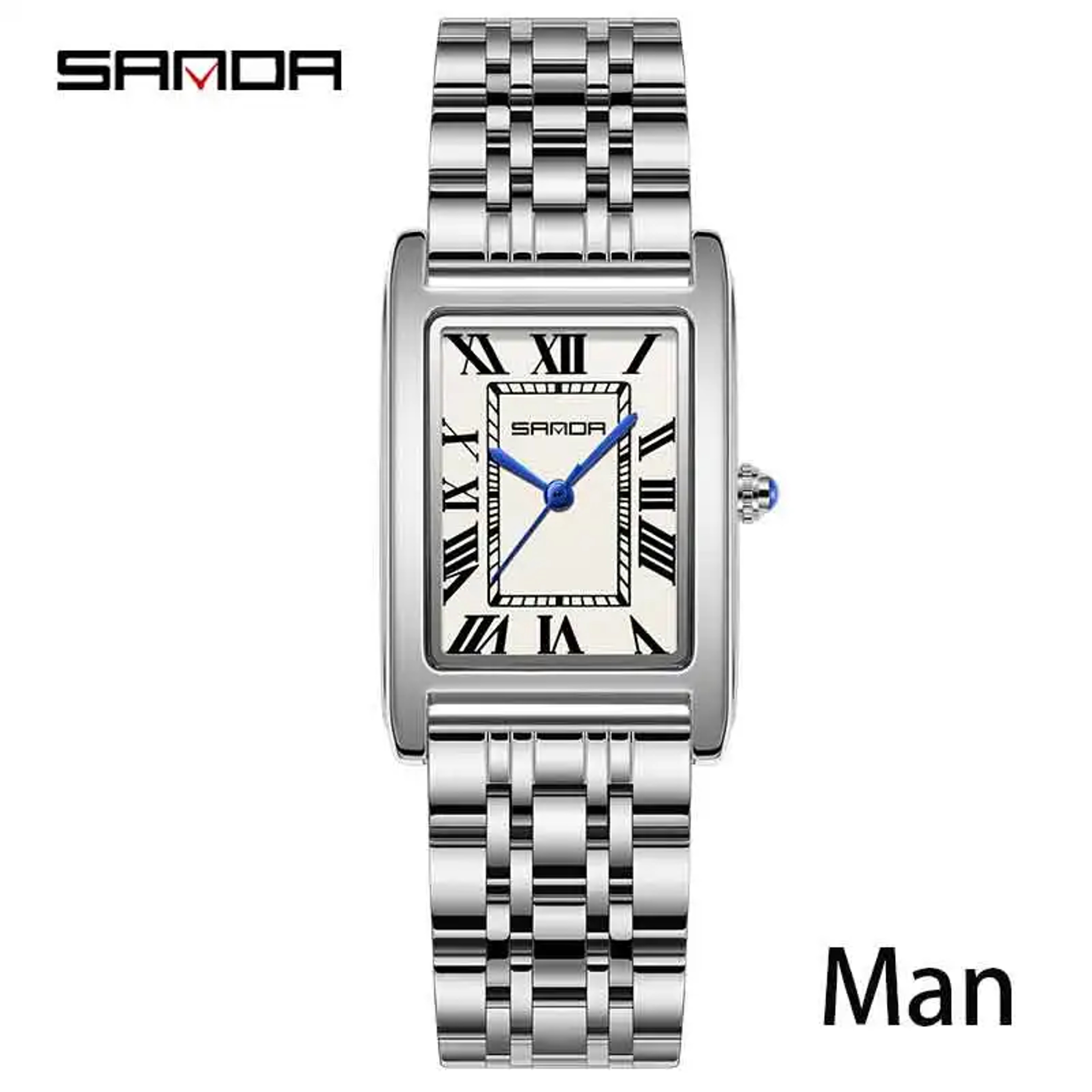 Elegant Couple Watch With Rectangular Dial Stainless Steel Strap And Quartz Movement 6
