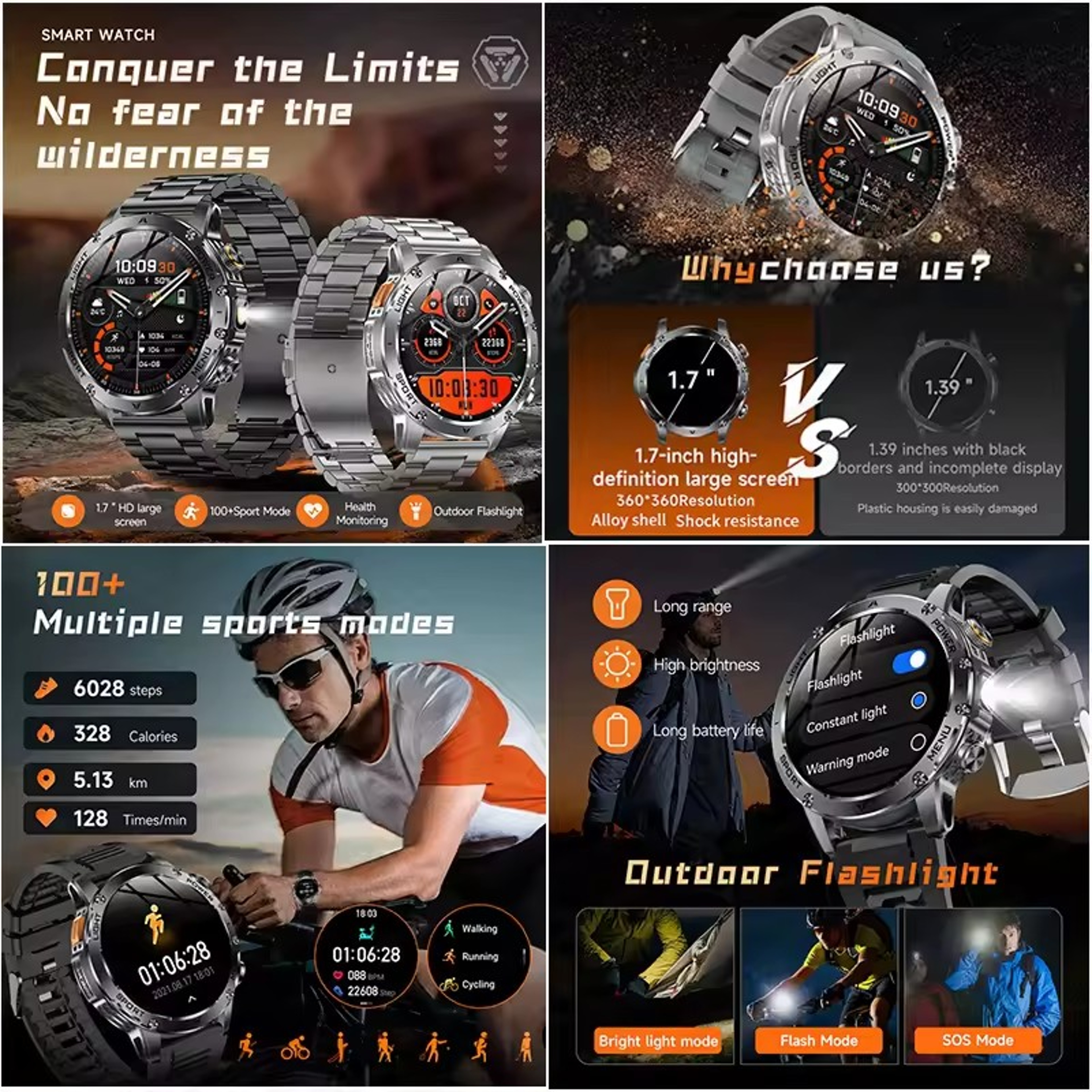 Smart Watch for Men with Bluetooth Calling, LED Flashlight & Fitness Tracking – view 6