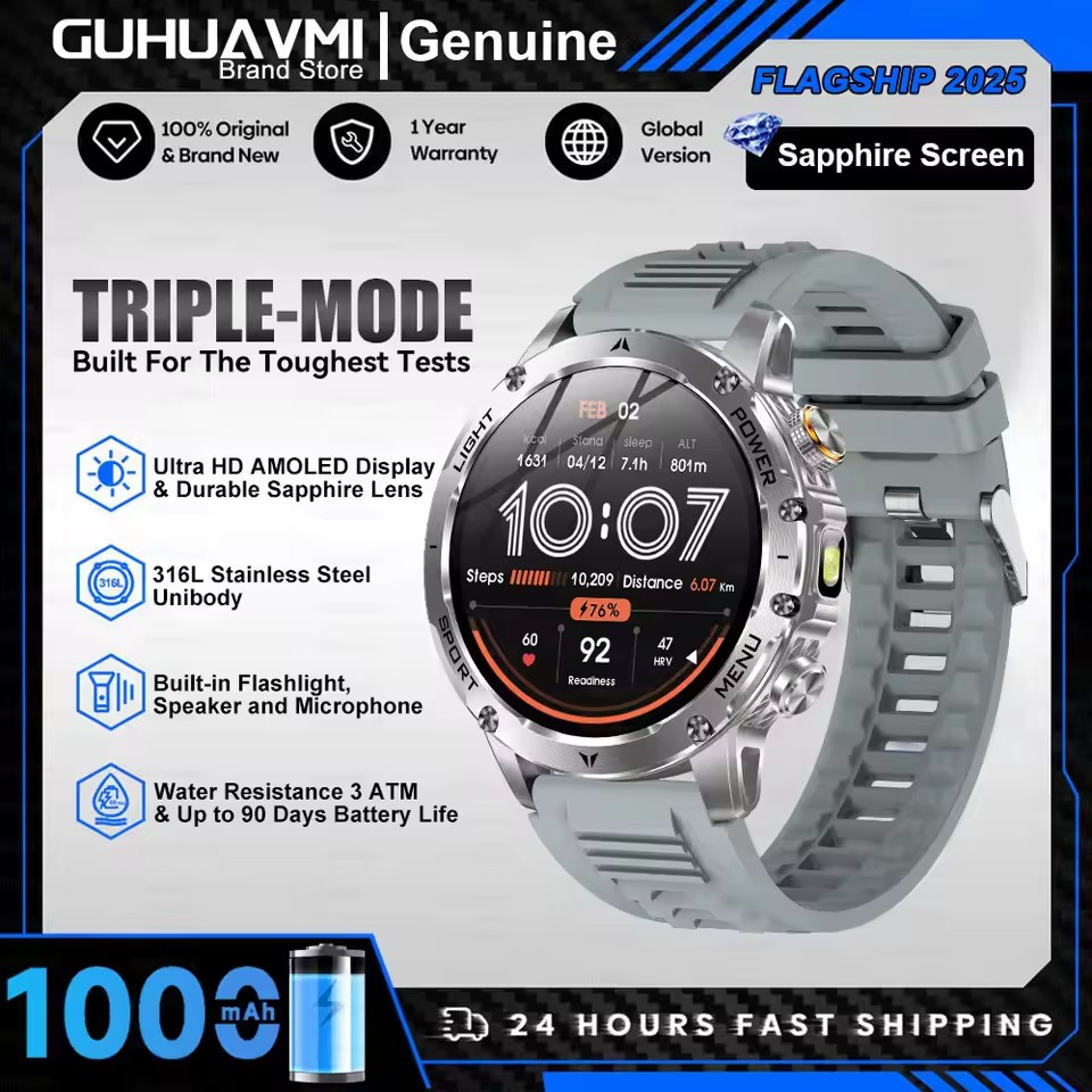 Smart Watch for Men with Bluetooth Calling, LED Flashlight & Fitness Tracking – view 9