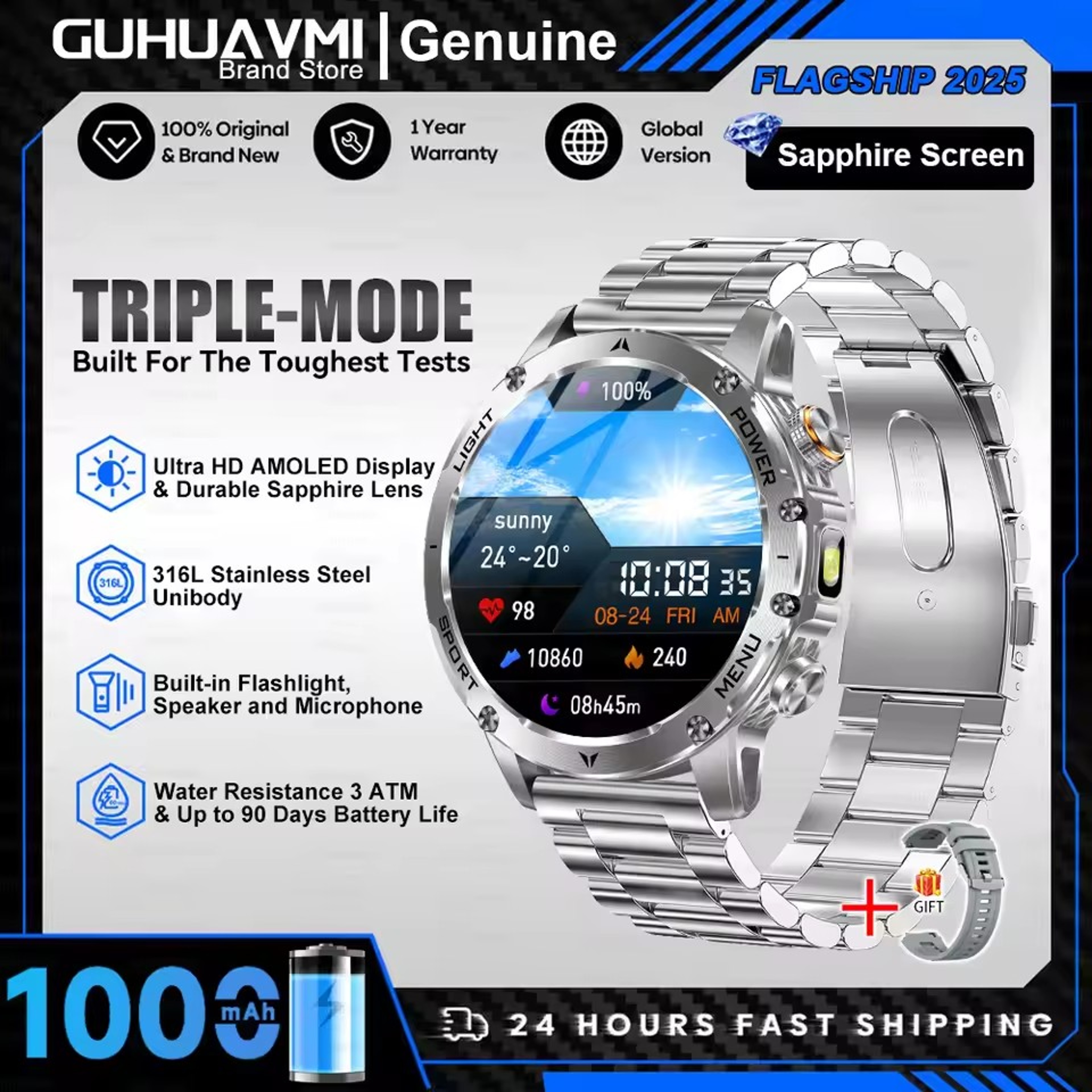 Smart Watch for Men with Bluetooth Calling, LED Flashlight & Fitness Tracking – view 12