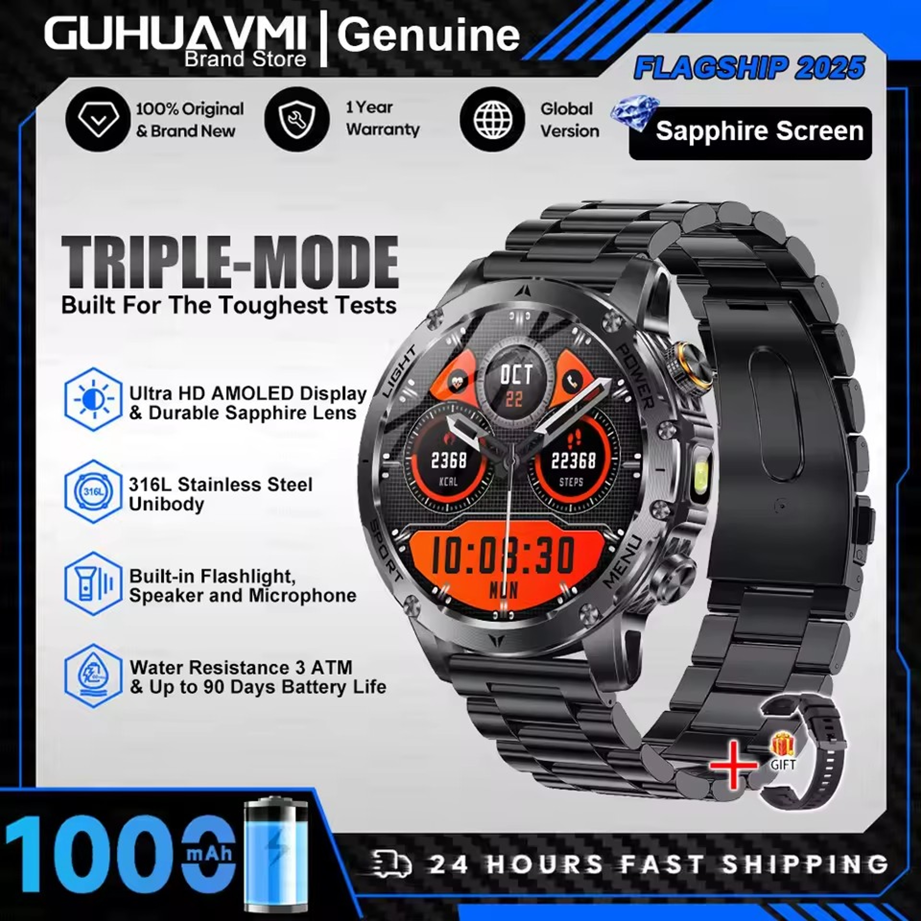 Smart Watch for Men with Bluetooth Calling, LED Flashlight & Fitness Tracking – view 13