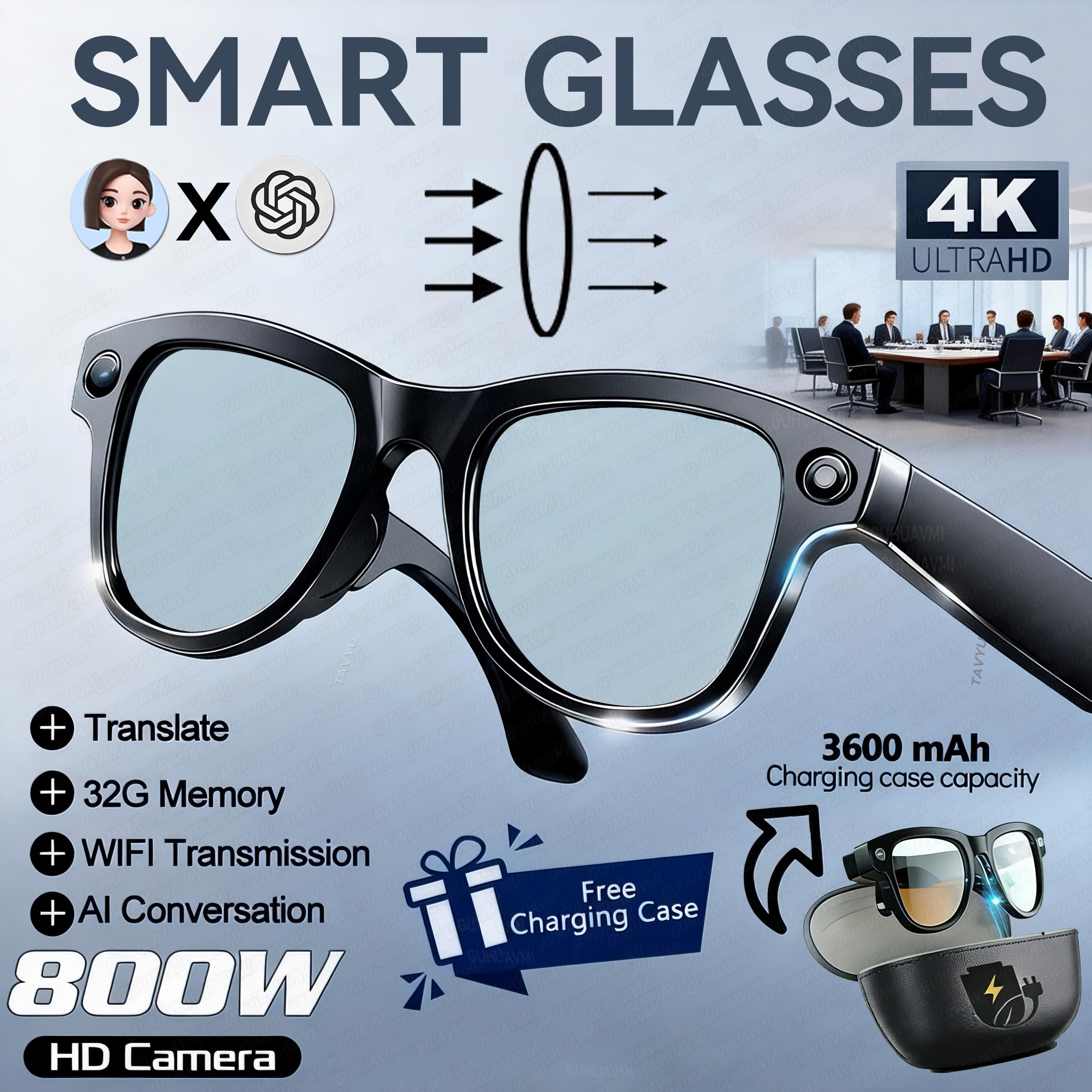 Ultra AI Smart Glasses With HD Camera Real Time Translation 10