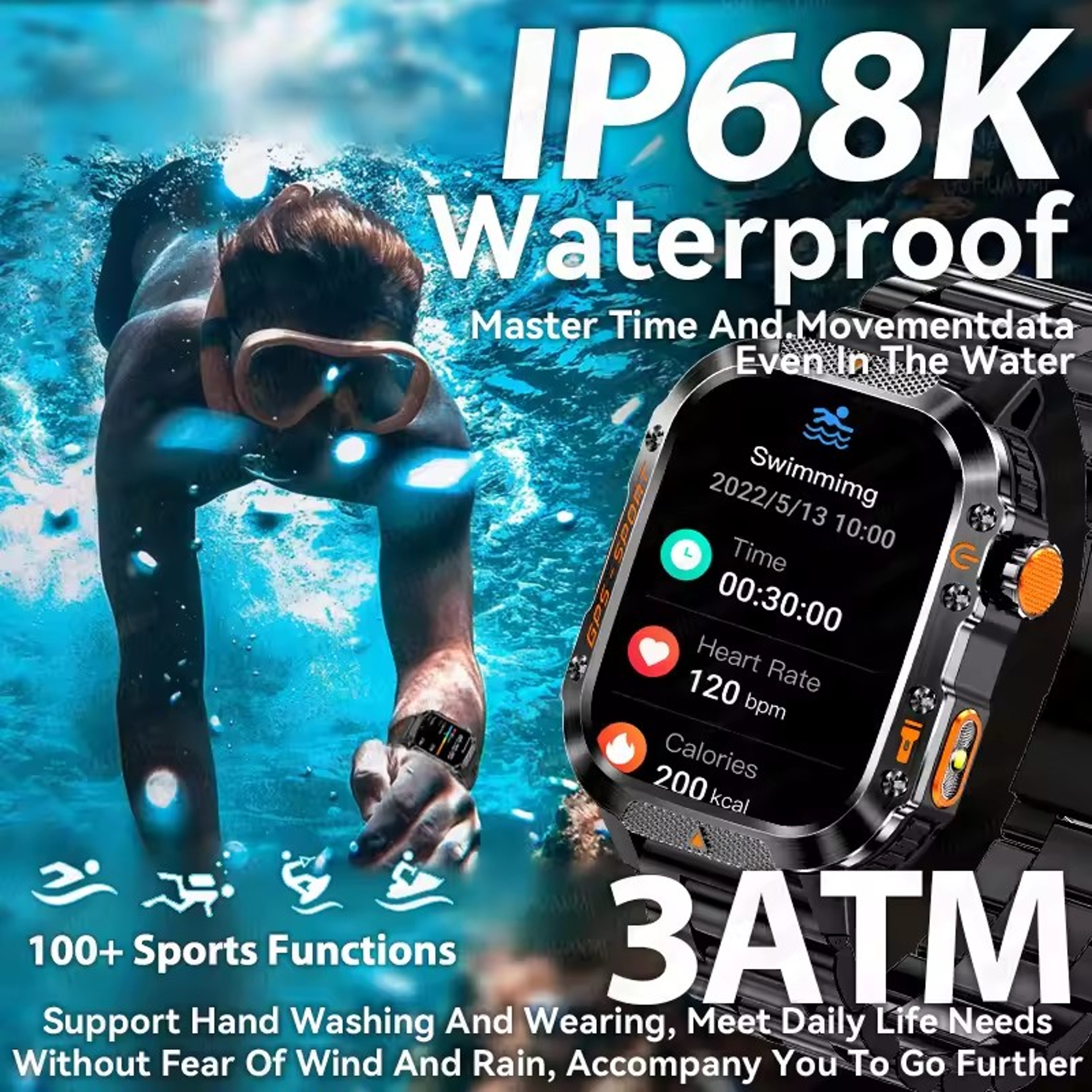 Outdoor Smart Watch with Compass, Altimeter and Bluetooth Calling – view 6