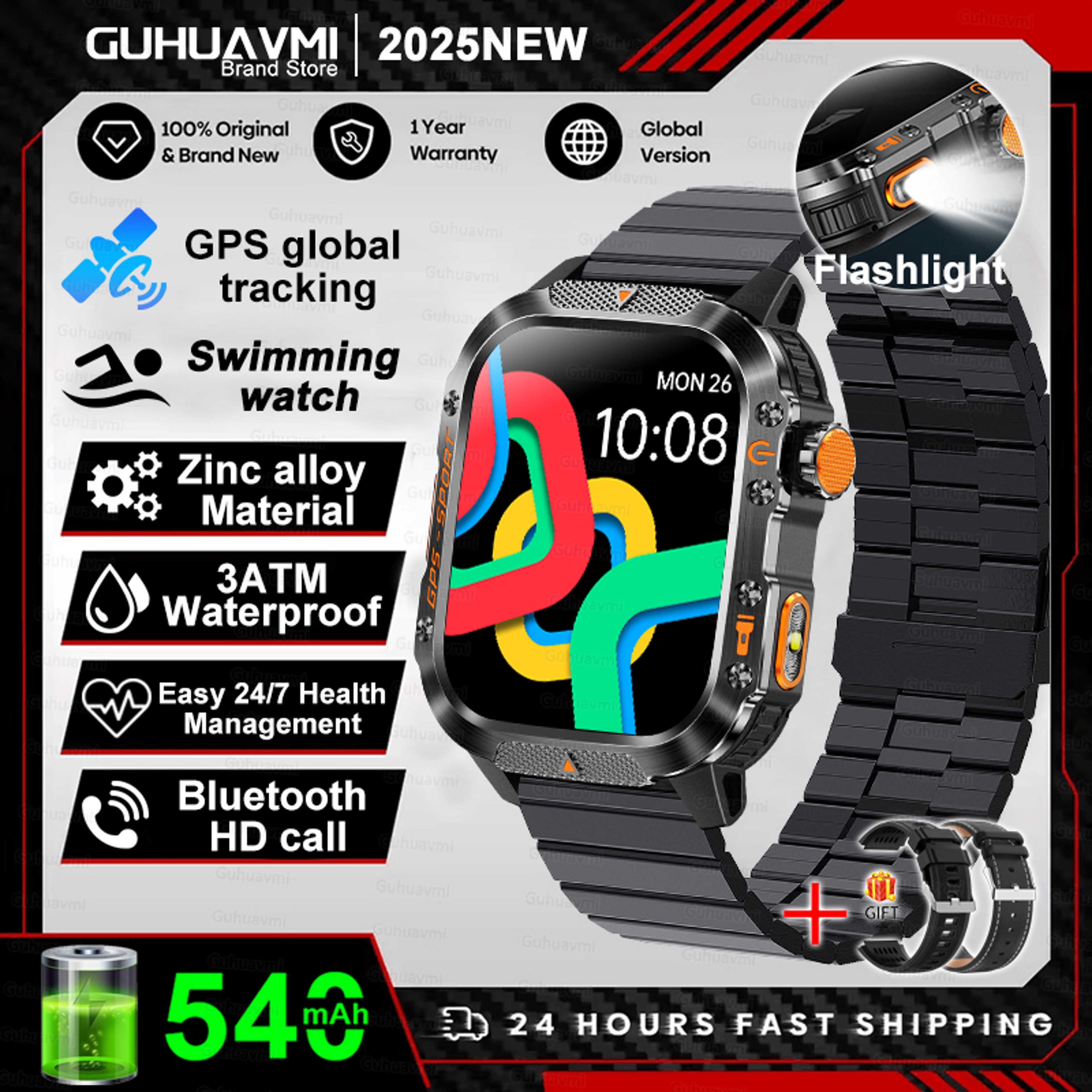 Outdoor Smart Watch with Compass, Altimeter and Bluetooth Calling – view 7