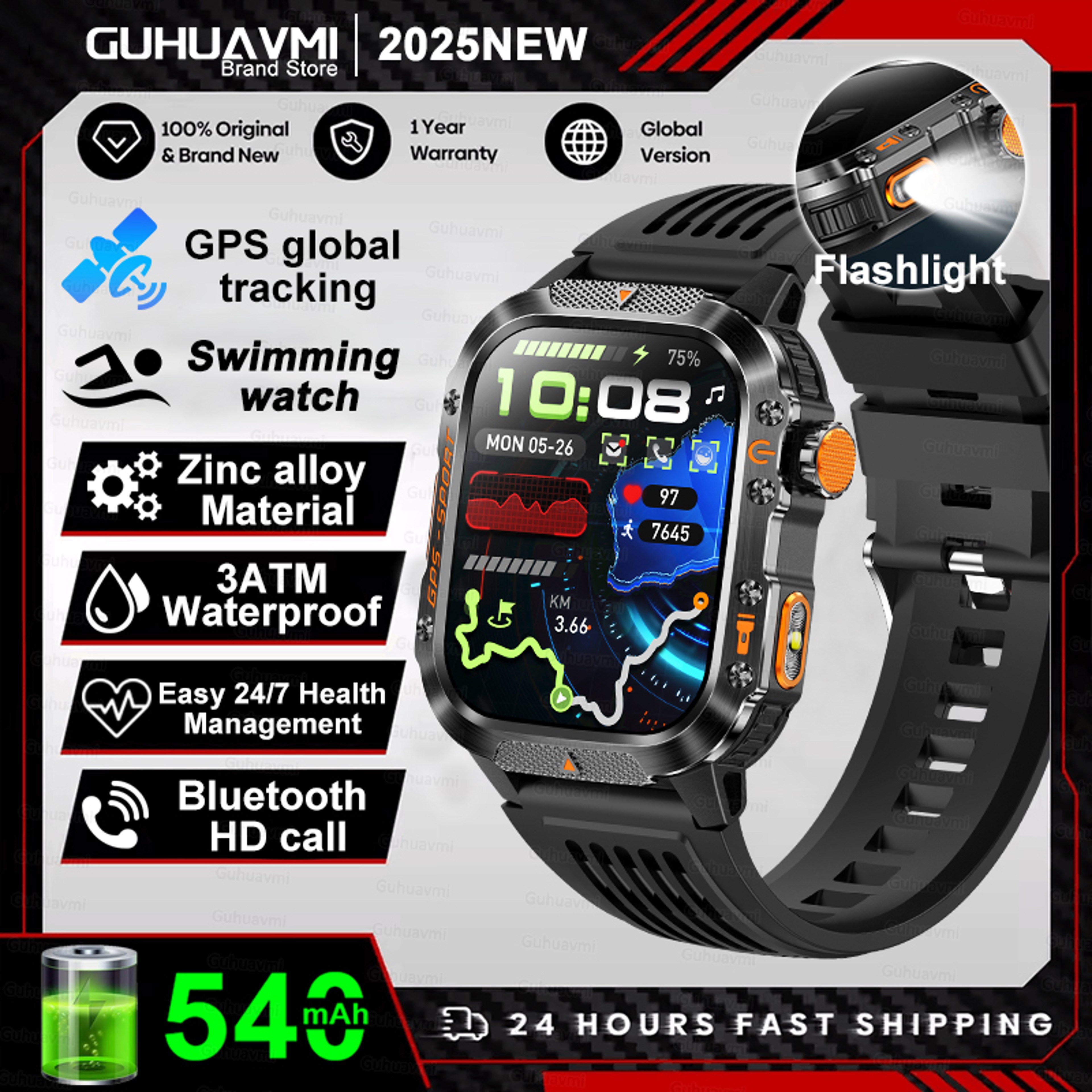 Outdoor Smart Watch with Compass, Altimeter and Bluetooth Calling – view 20