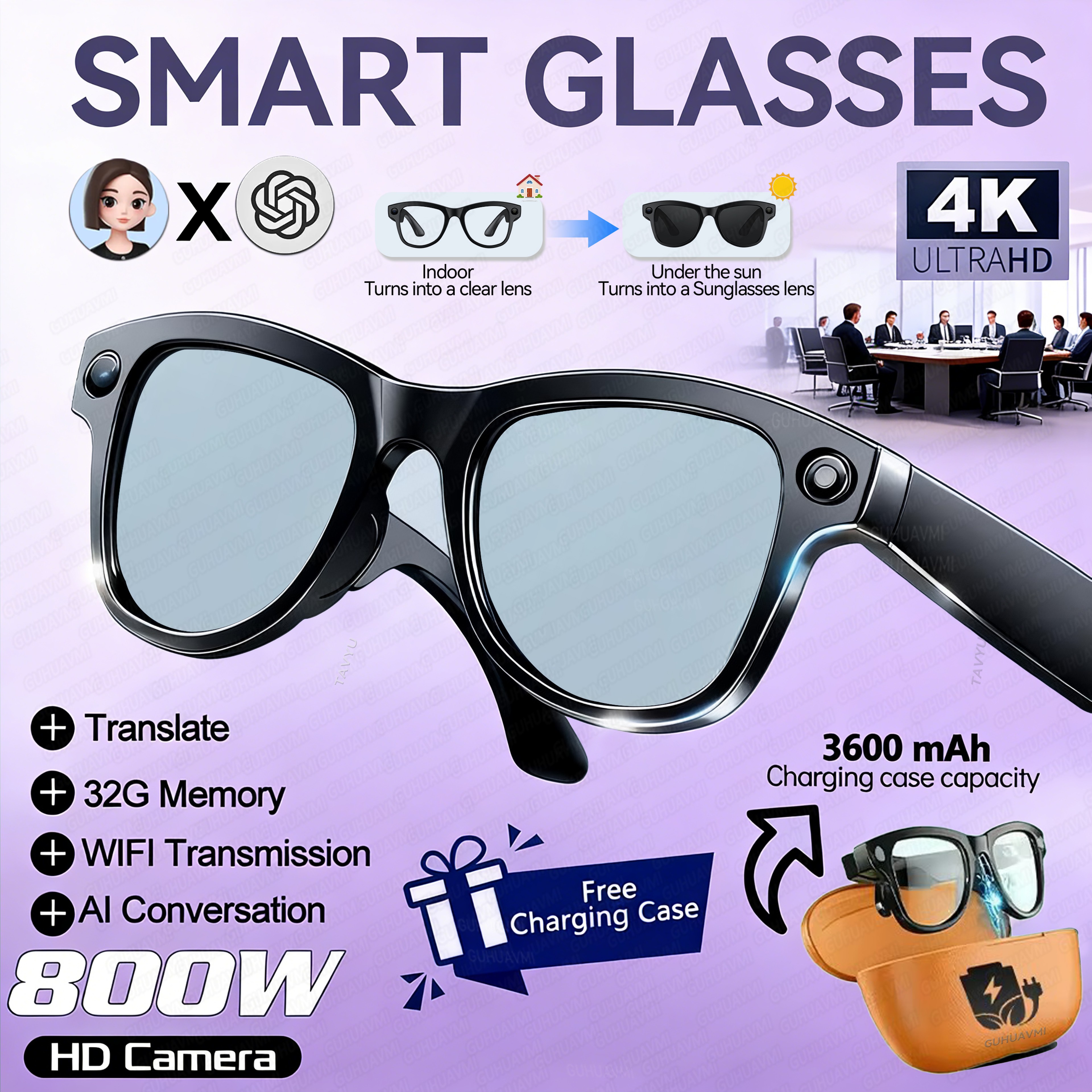 AI Smart Glasses With Camera 32GB Storage And Language Translation 8