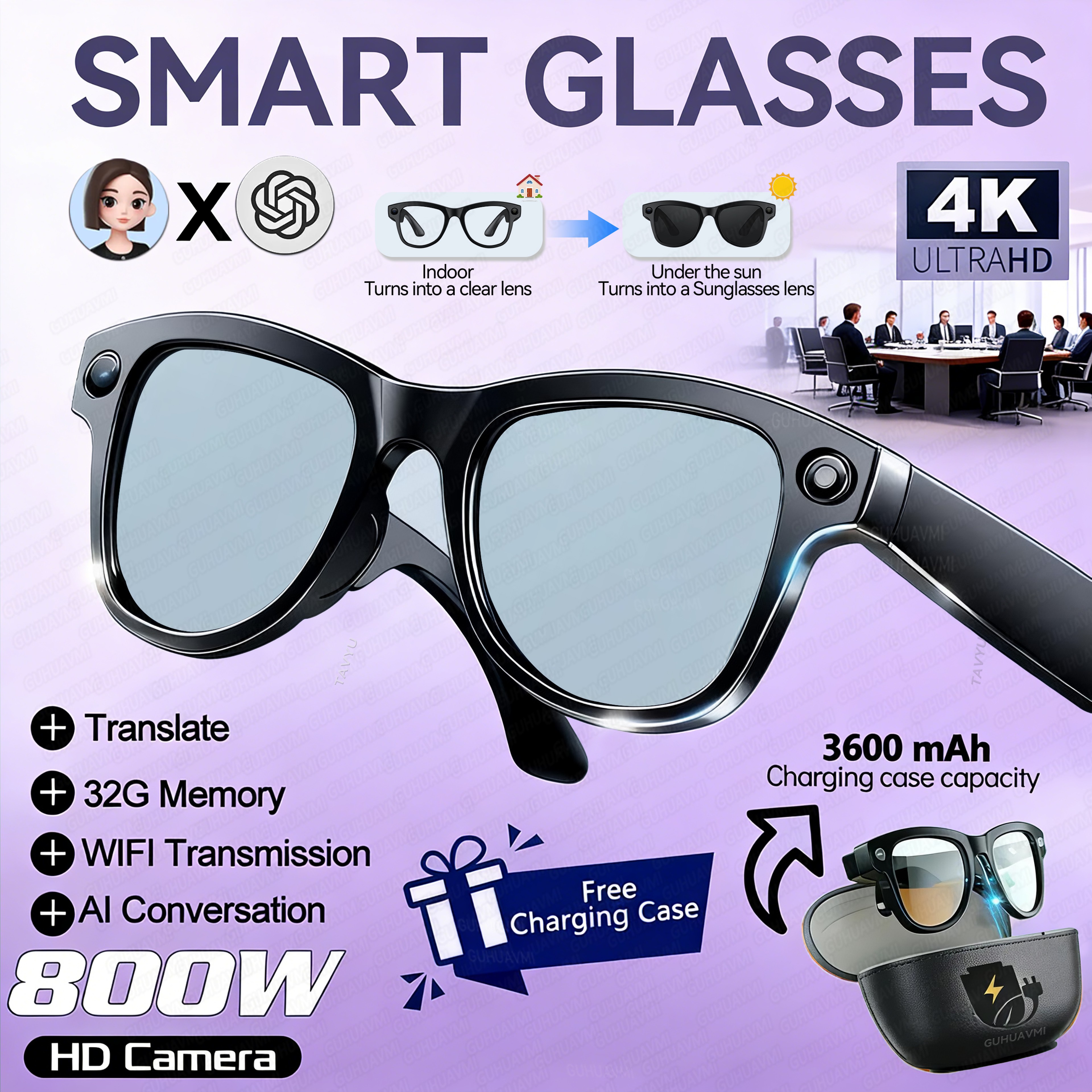 AI Smart Glasses With Camera 32GB Storage And Language Translation 11