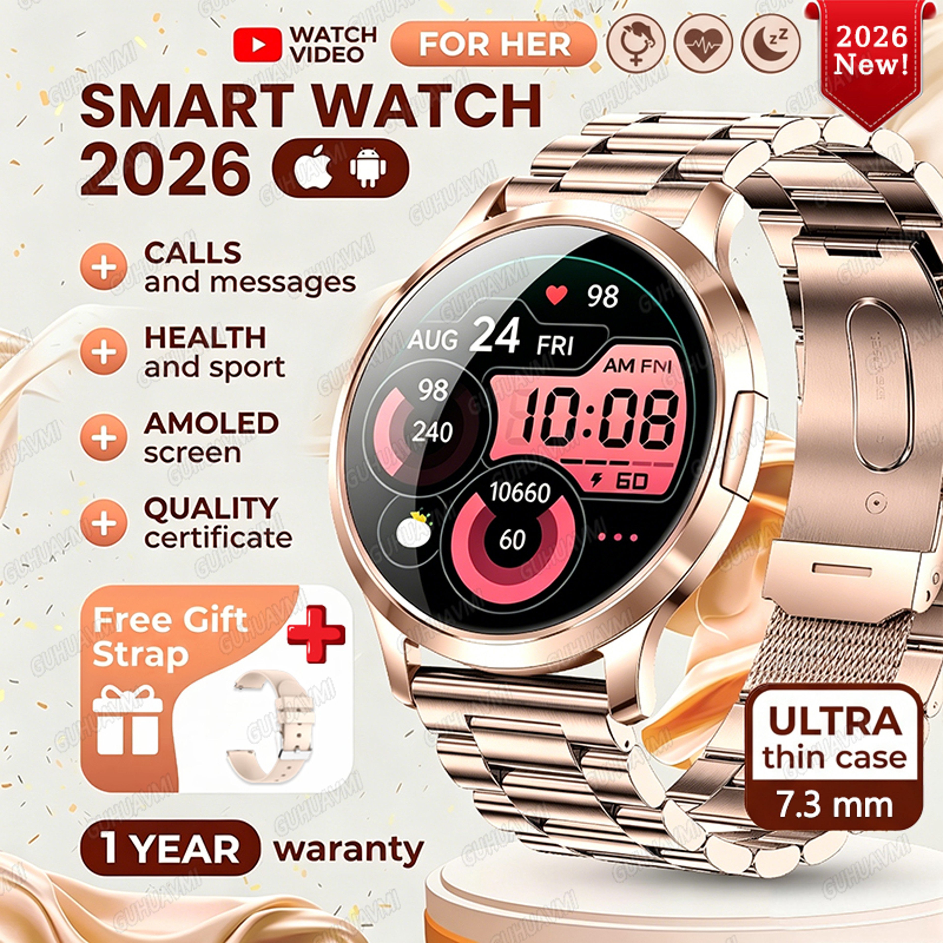 LumiFit AMOLED Smart Watch For Women With Bluetooth Calling And Fitness Tracking 25