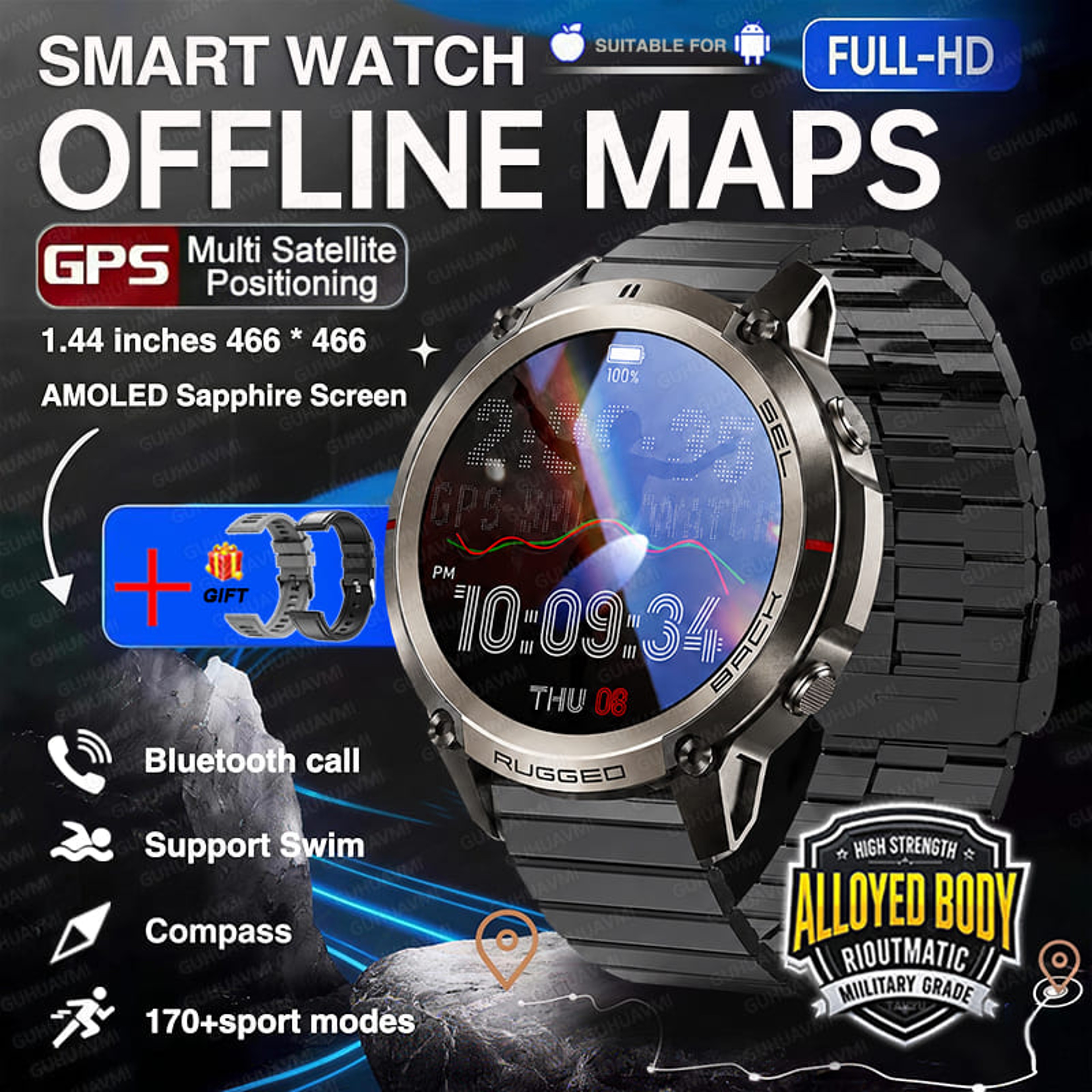 Trail Sync GPS Smart watch for Men with Offline Maps, AMOLED Display and Water Resistance – view 8
