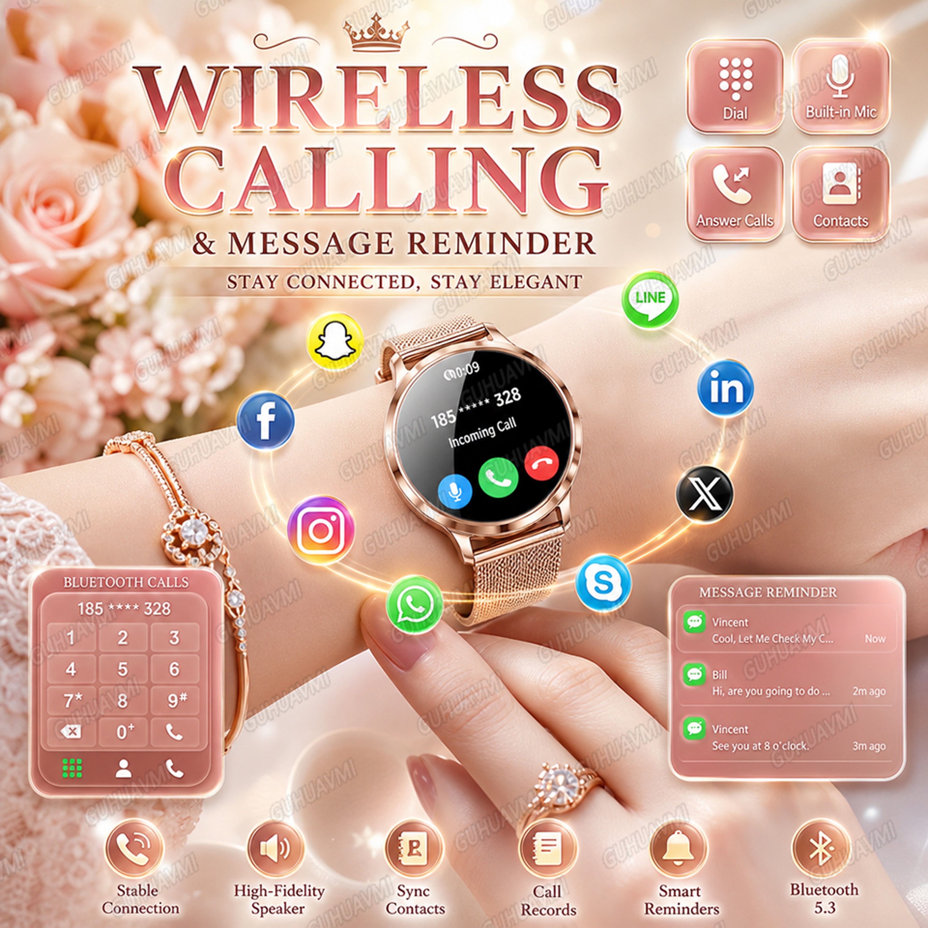 Ultra Thin AMOLED Smart Watch for Women with Bluetooth Calling and Fitness Tracking – view 2