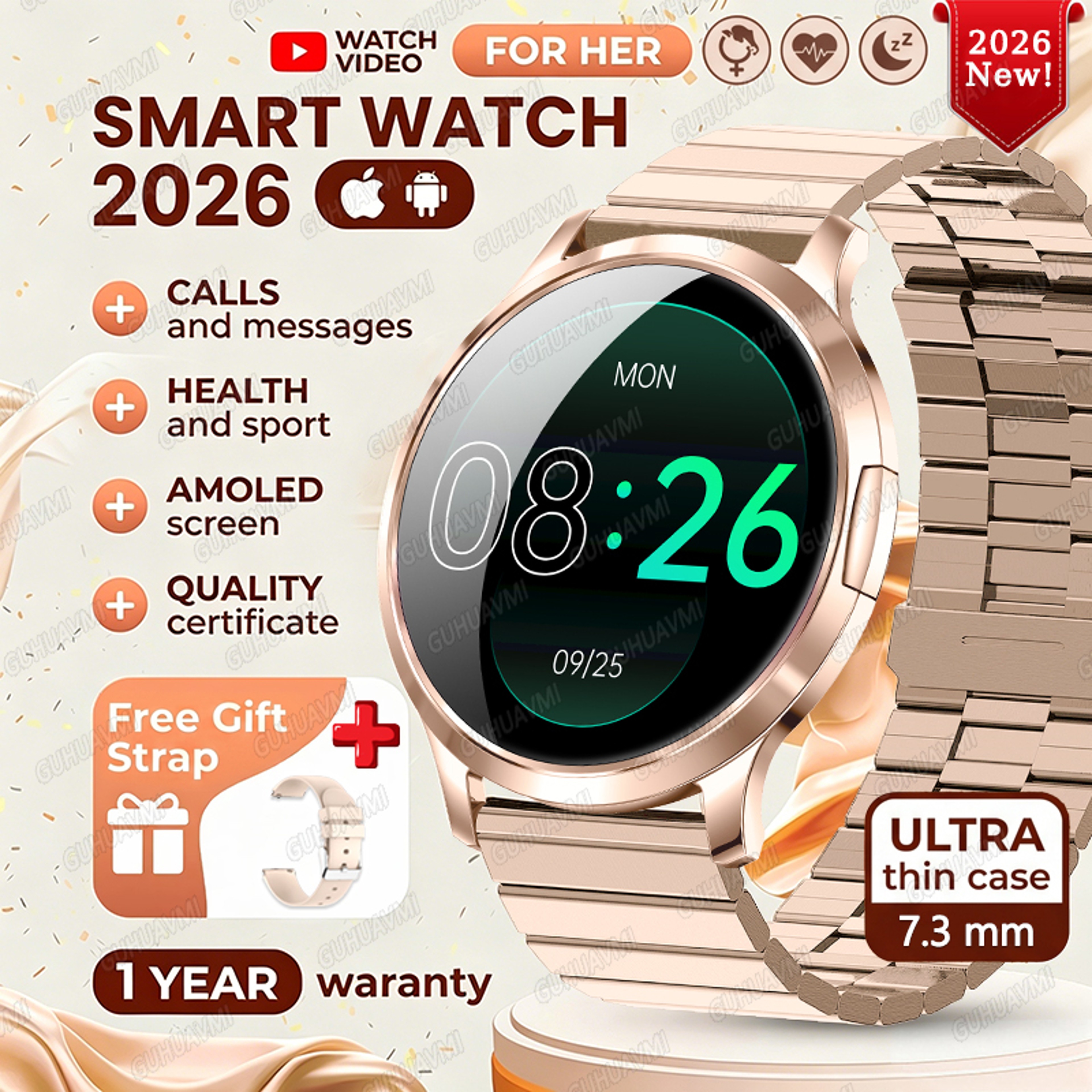 Ultra Thin AMOLED Smart Watch for Women with Bluetooth Calling and Fitness Tracking – view 11