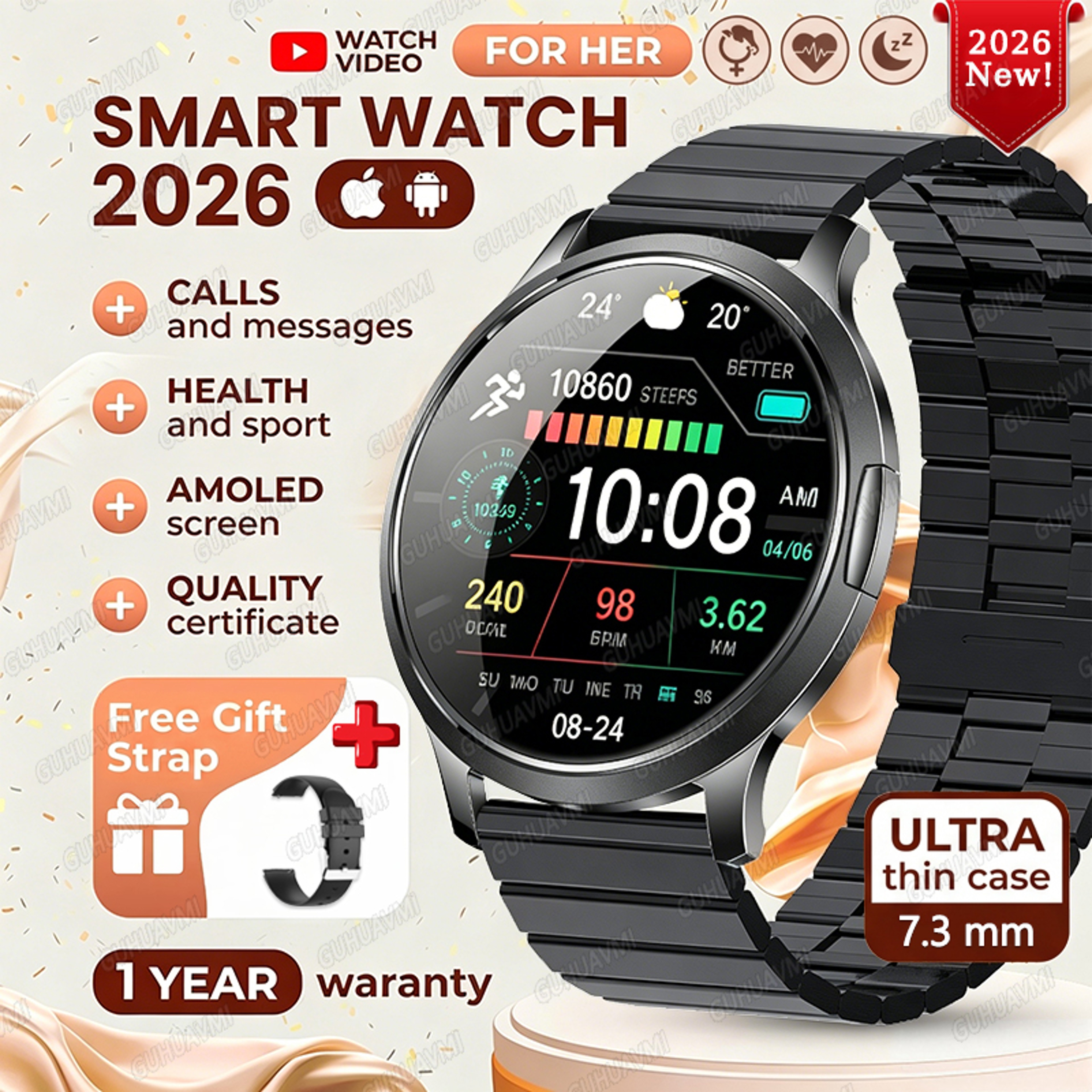 Ultra Thin AMOLED Smart Watch for Women with Bluetooth Calling and Fitness Tracking – view 25