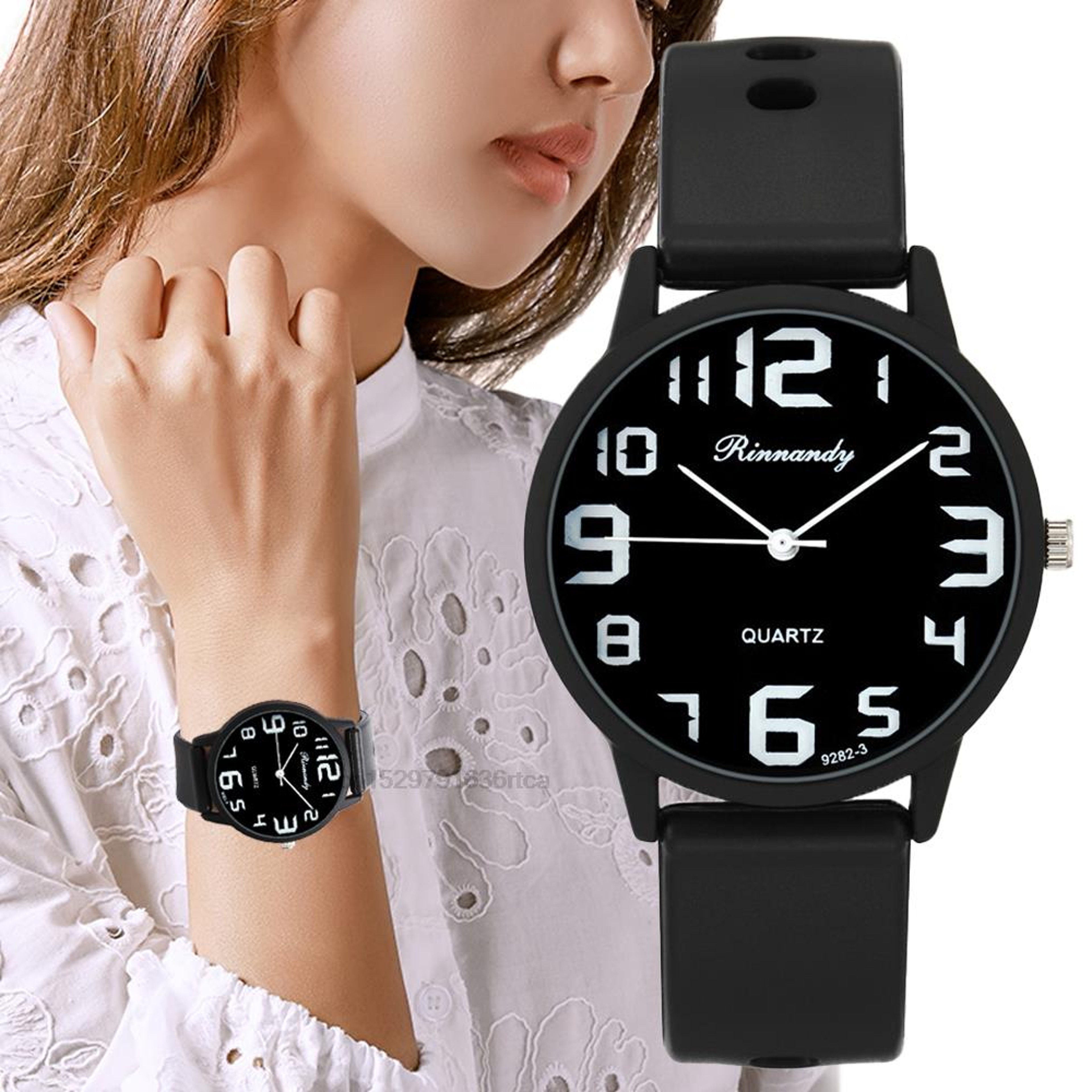 Womens Minimalist Silicone Quartz Watch With Large Easy Read Dial 1