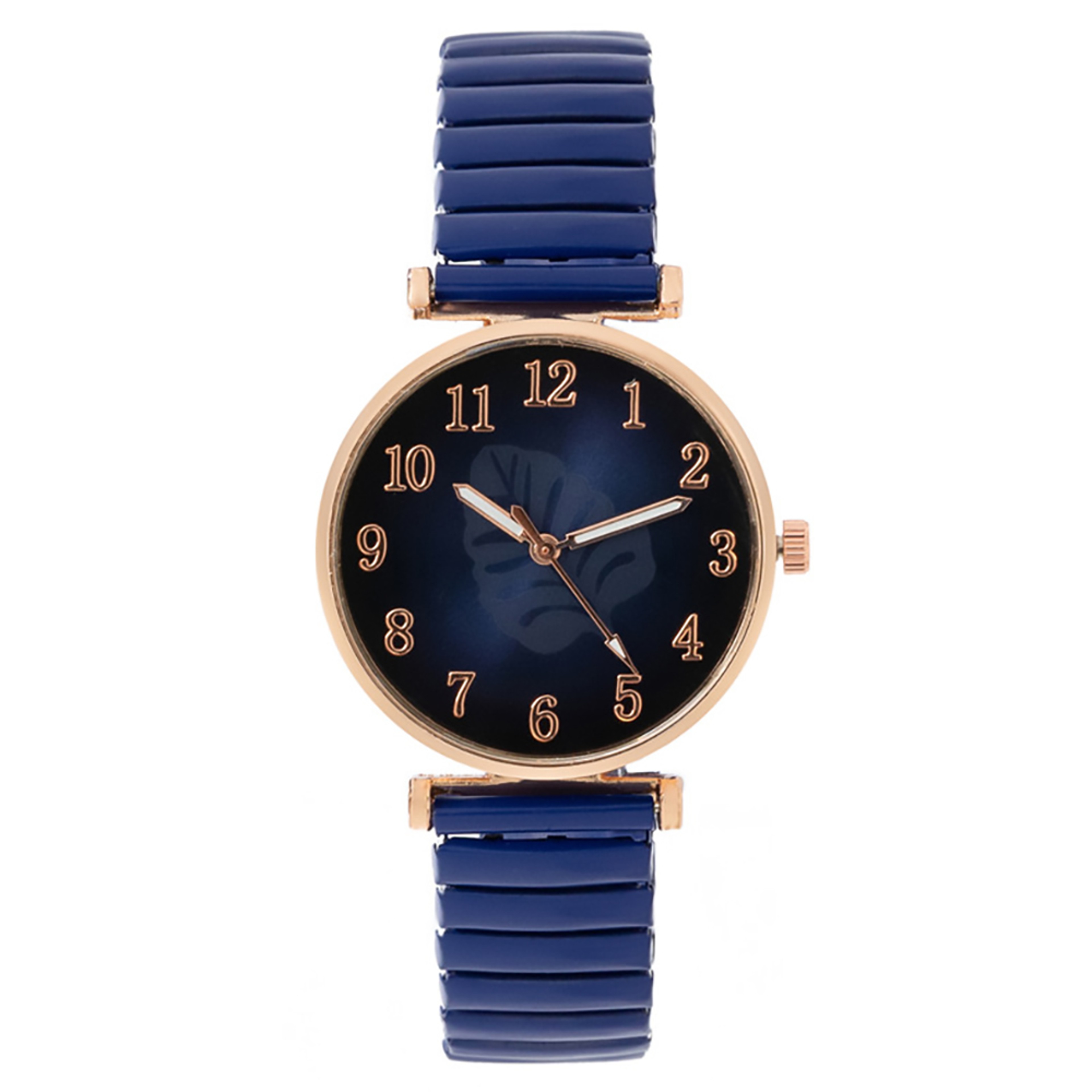 Elegant Leaf Pattern Womens Quartz Watch with Gold Stretch Bracelet – view 7