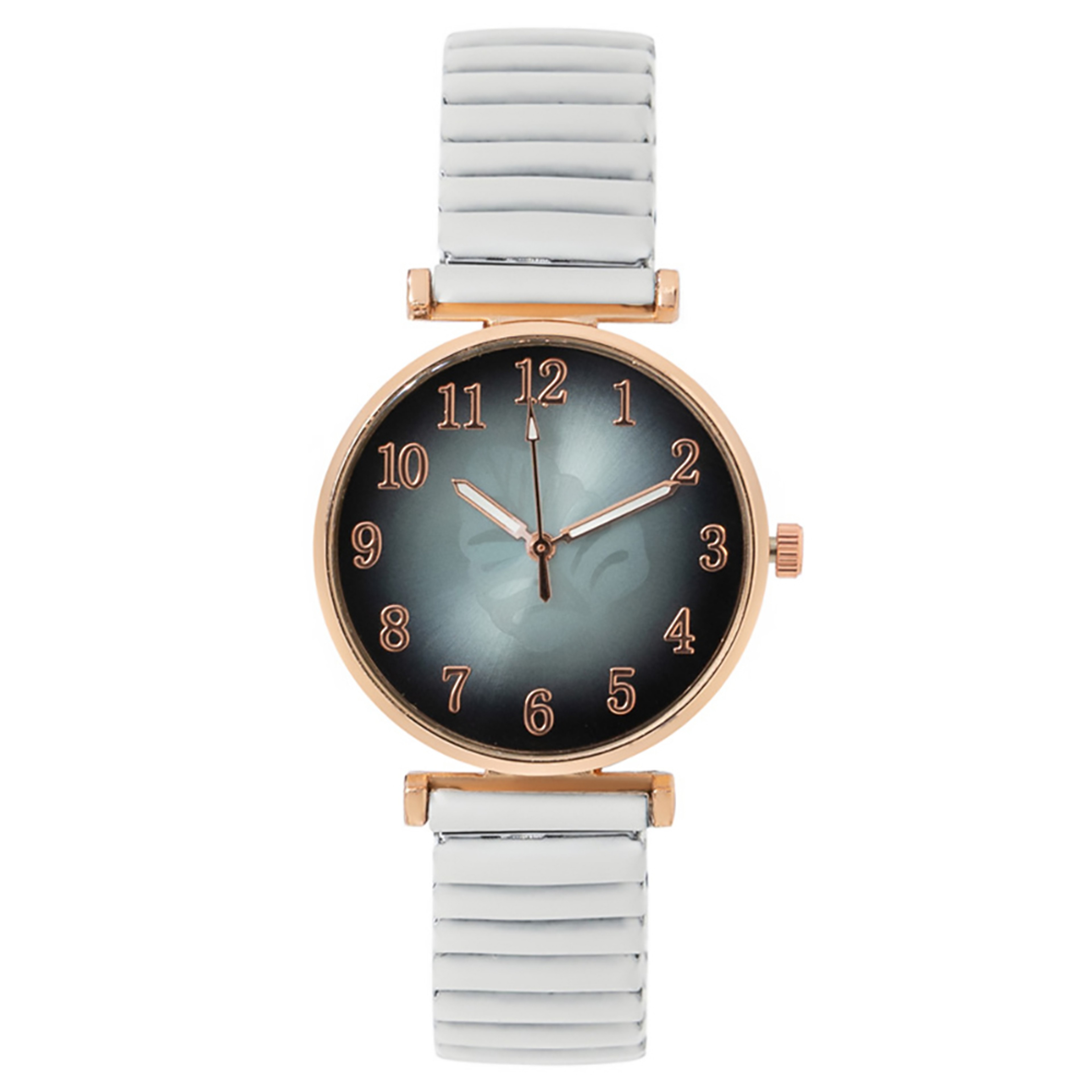 Elegant Leaf Pattern Womens Quartz Watch with Gold Stretch Bracelet – view 10