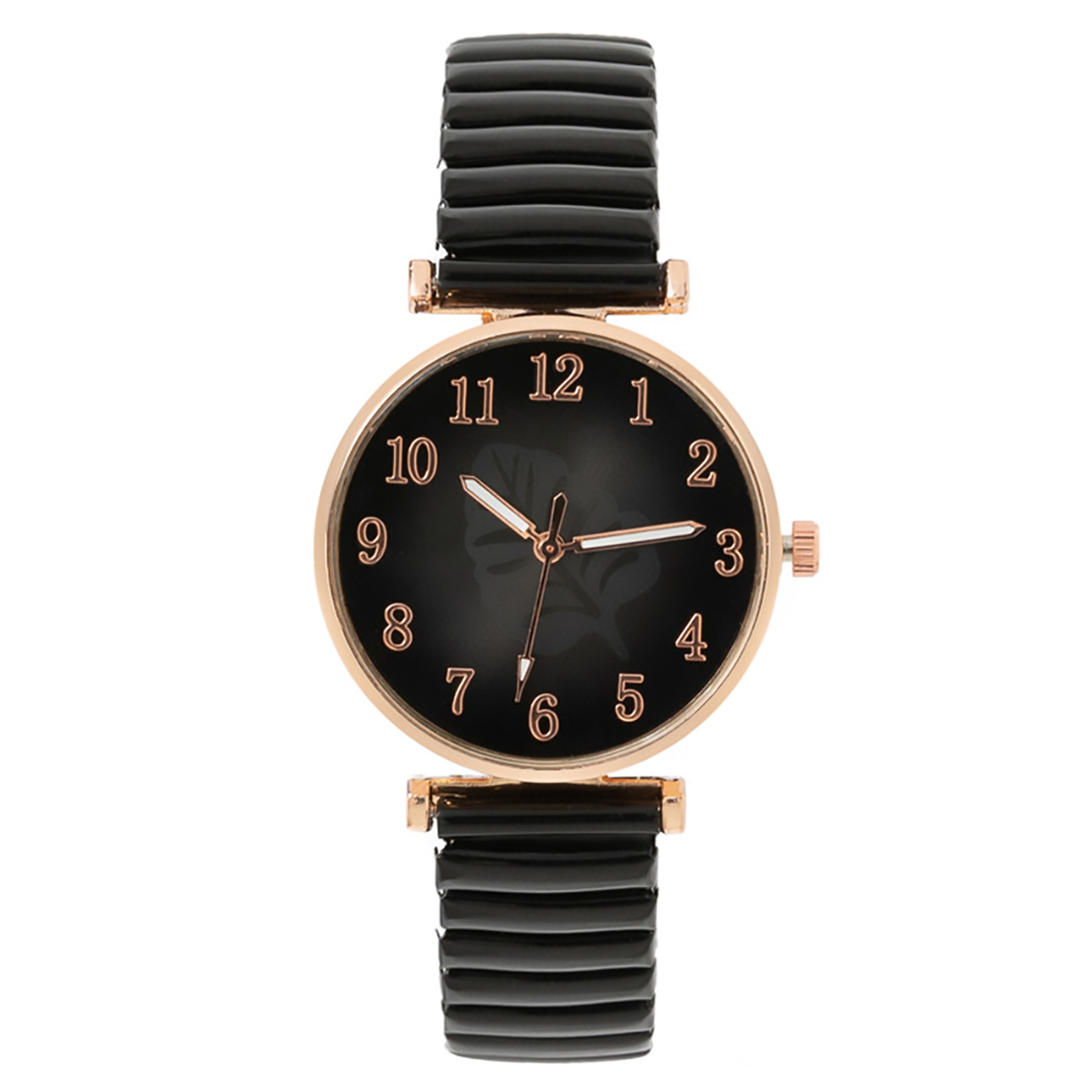 Elegant Leaf Pattern Womens Quartz Watch with Gold Stretch Bracelet – view 12