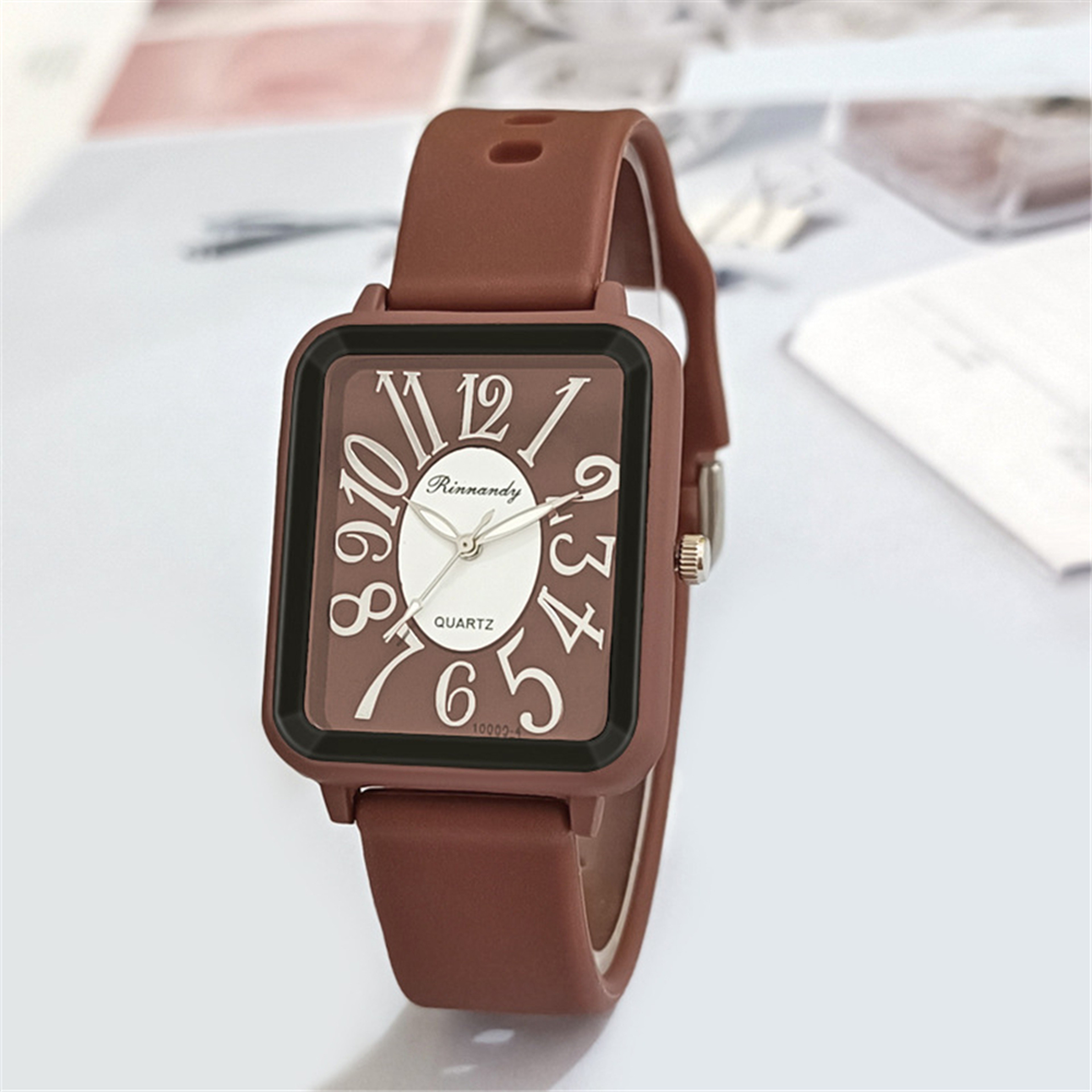Minimalist Square Womens Quartz Watch With Soft Silicone Strap 0