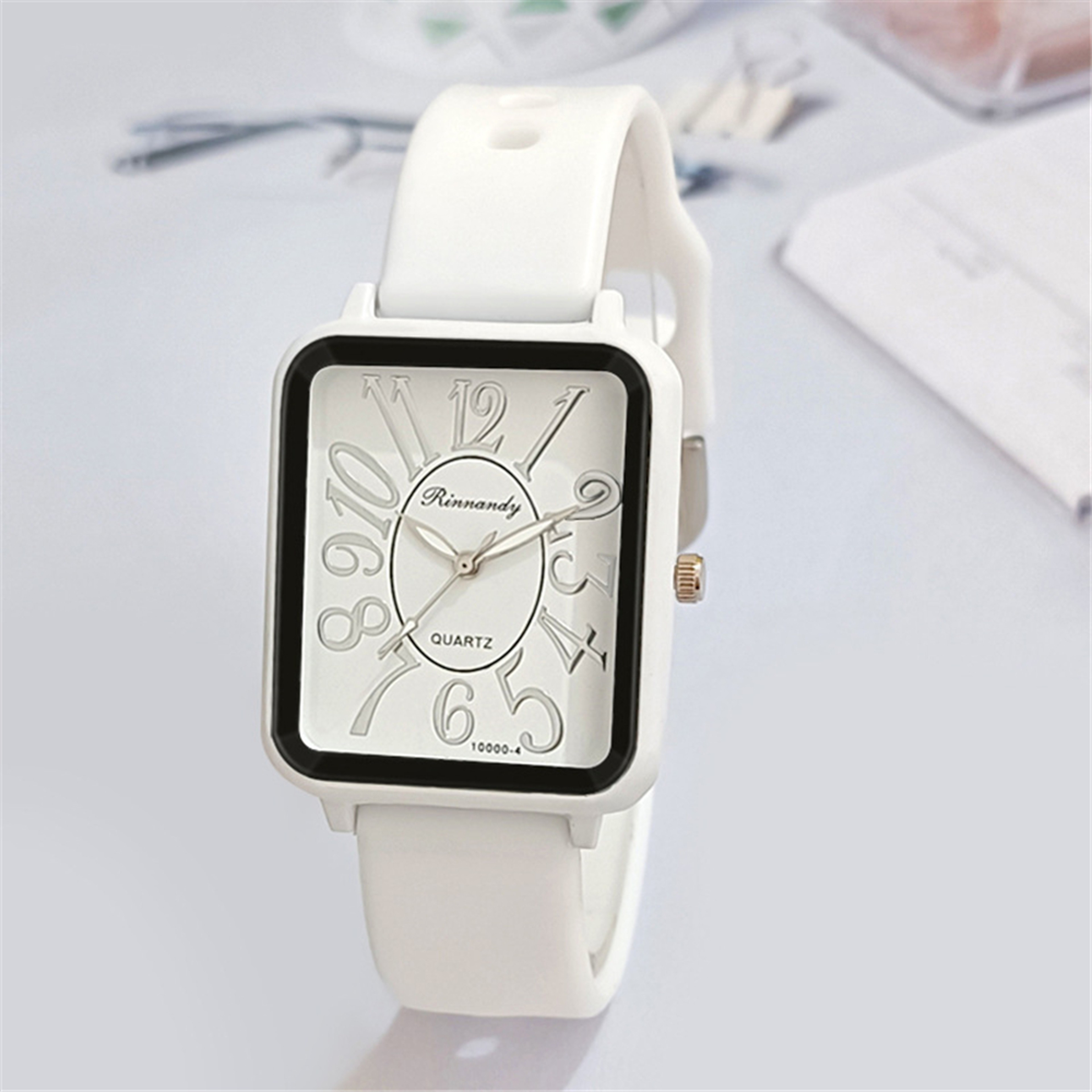 Minimalist Square Womens Quartz Watch With Soft Silicone Strap 4
