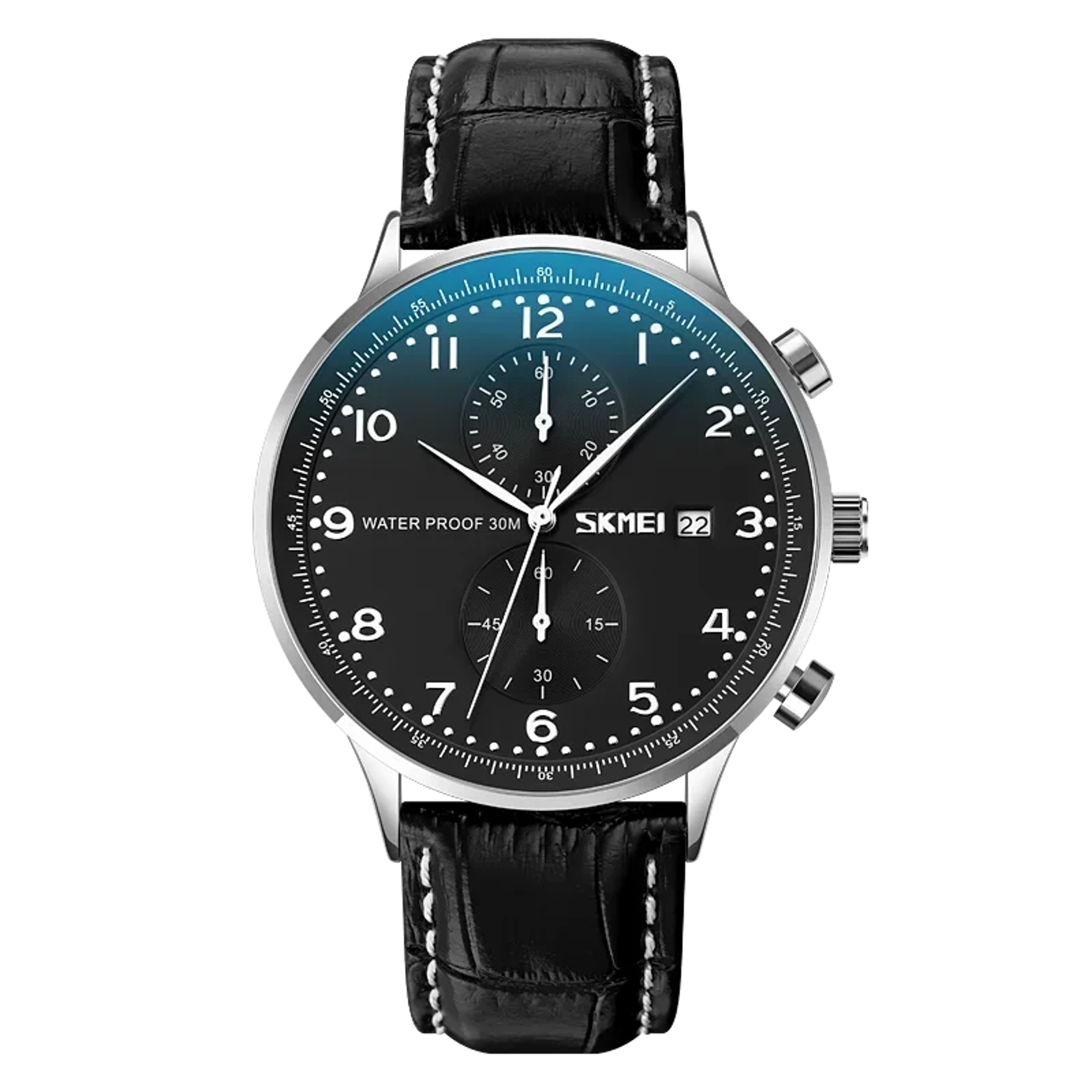 Classic Mens Leather Strap Watch With Chronograph Date And Water Resistance 4
