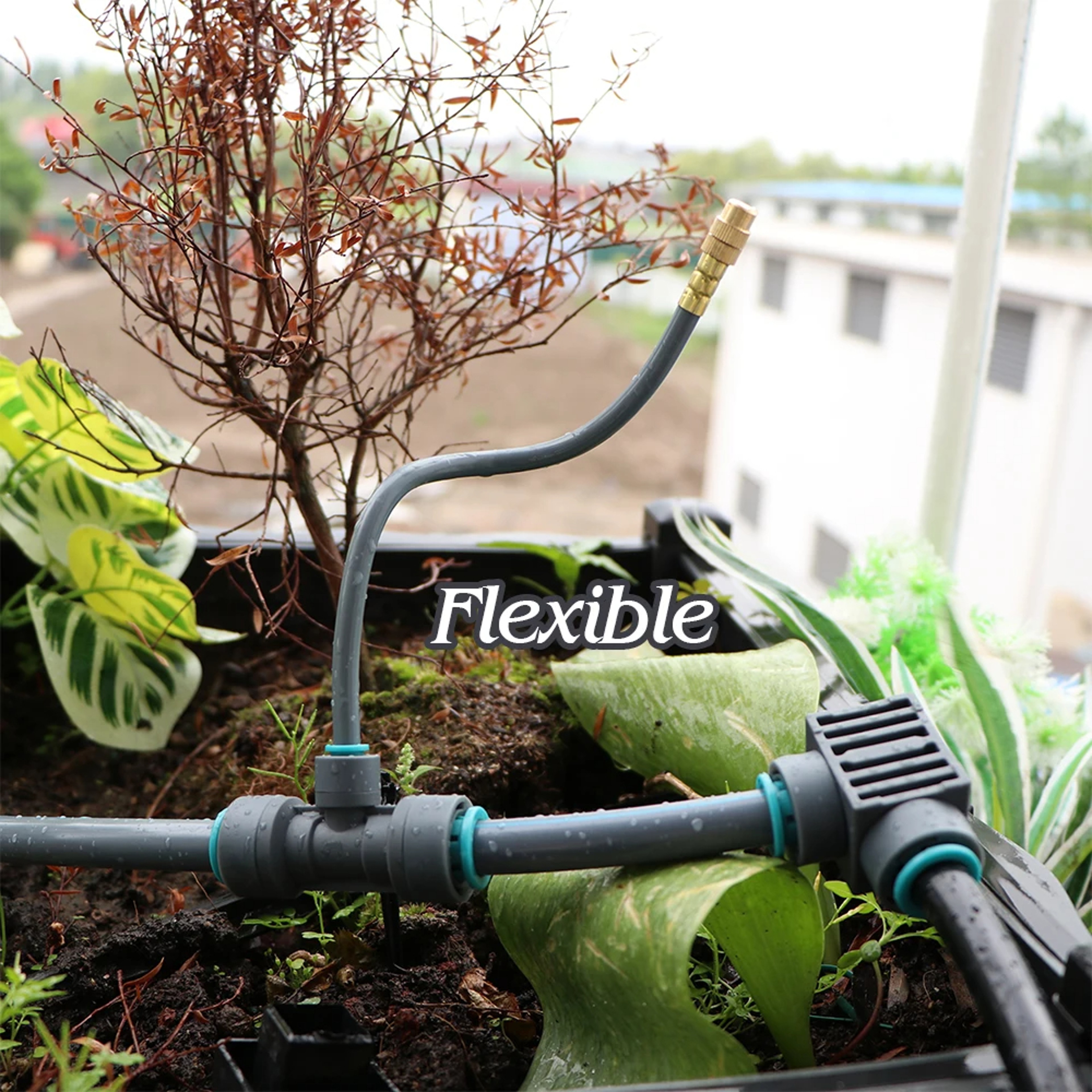 Adjustable Garden Misting System With Brass Spray Nozzles And Quick Connect Hose 1