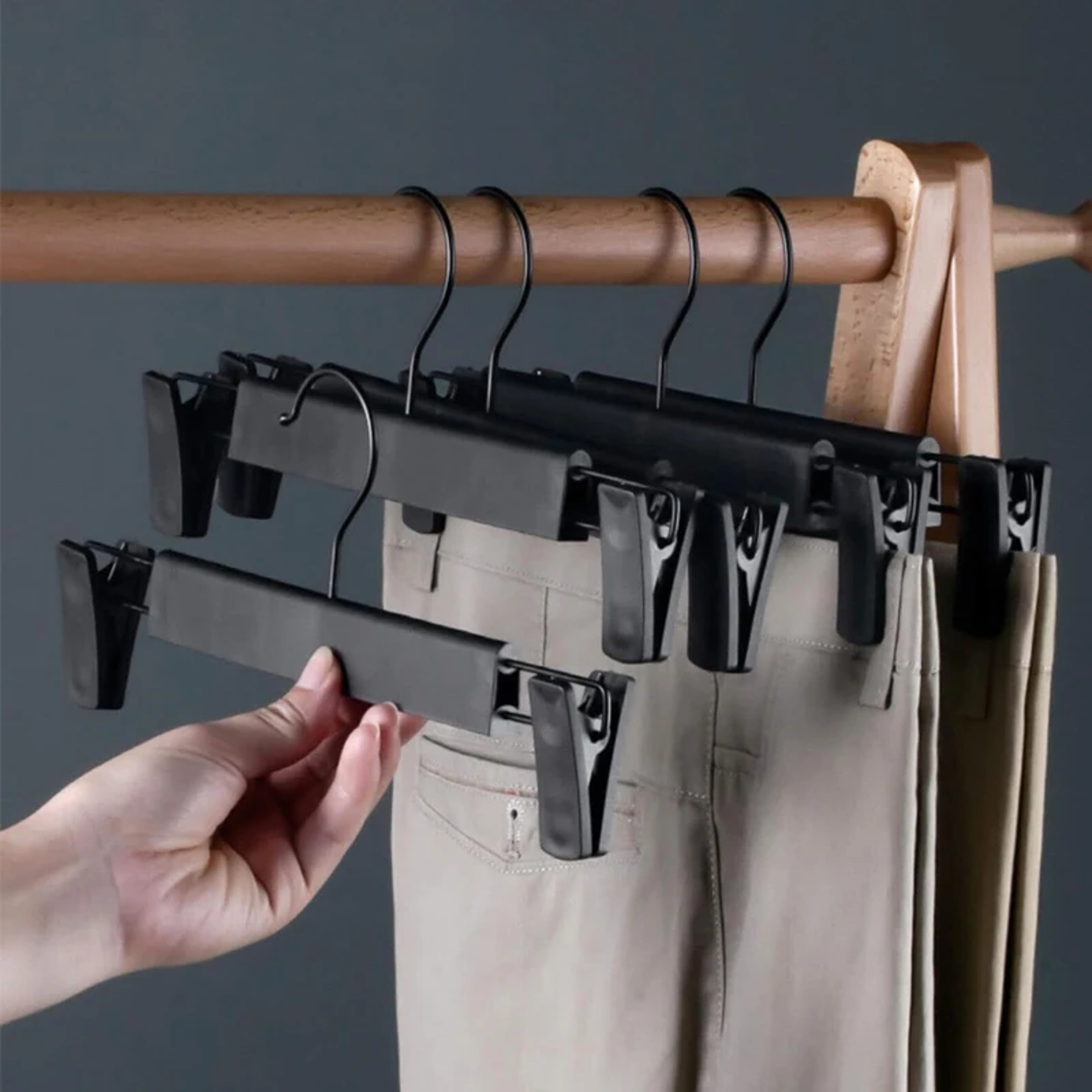Space Saving Pants Hangers with Adjustable Clips for Skirts Jeans and Trousers – view 4