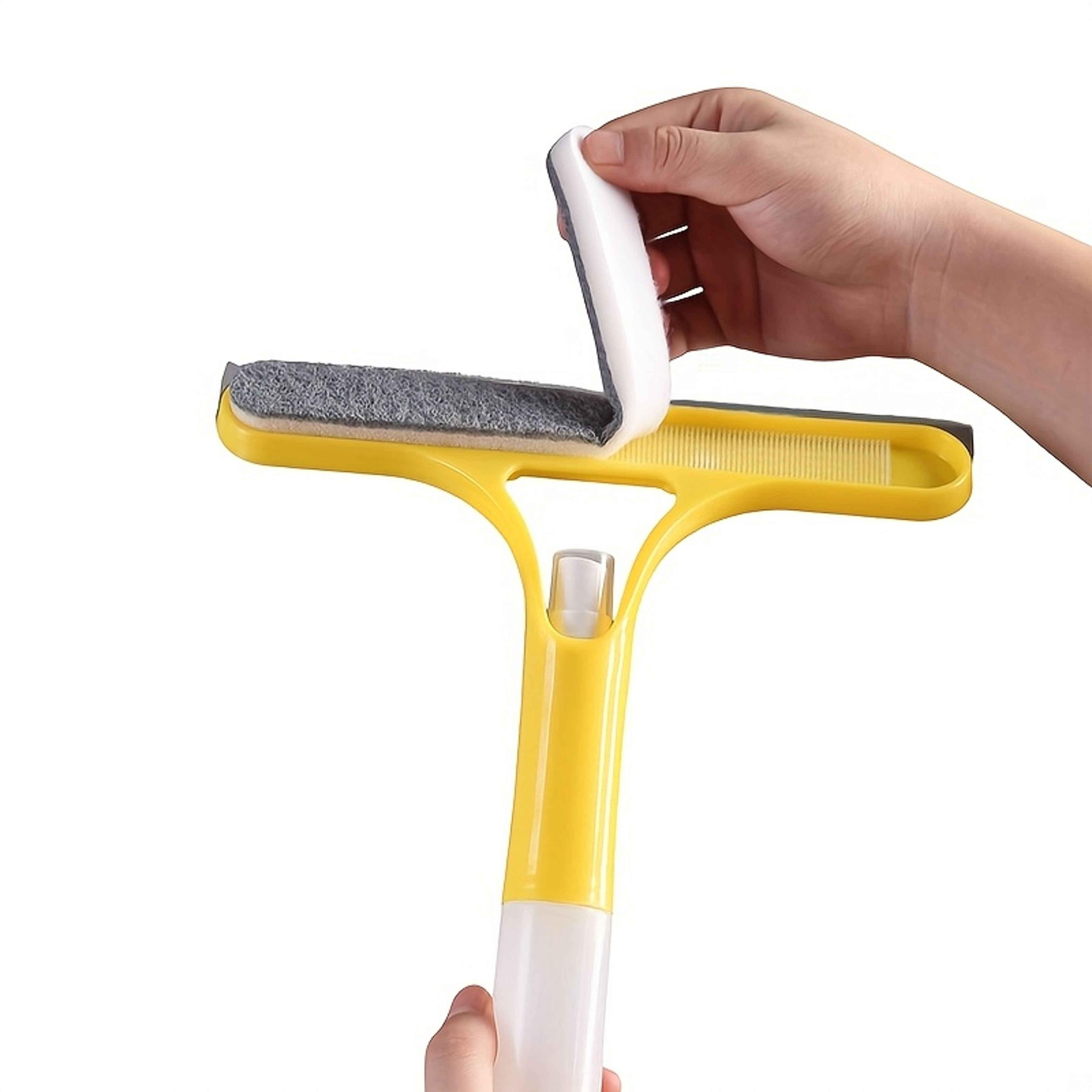 Window Cleaning Squeegee With Spray Bottle And Microfiber Scrubber 4