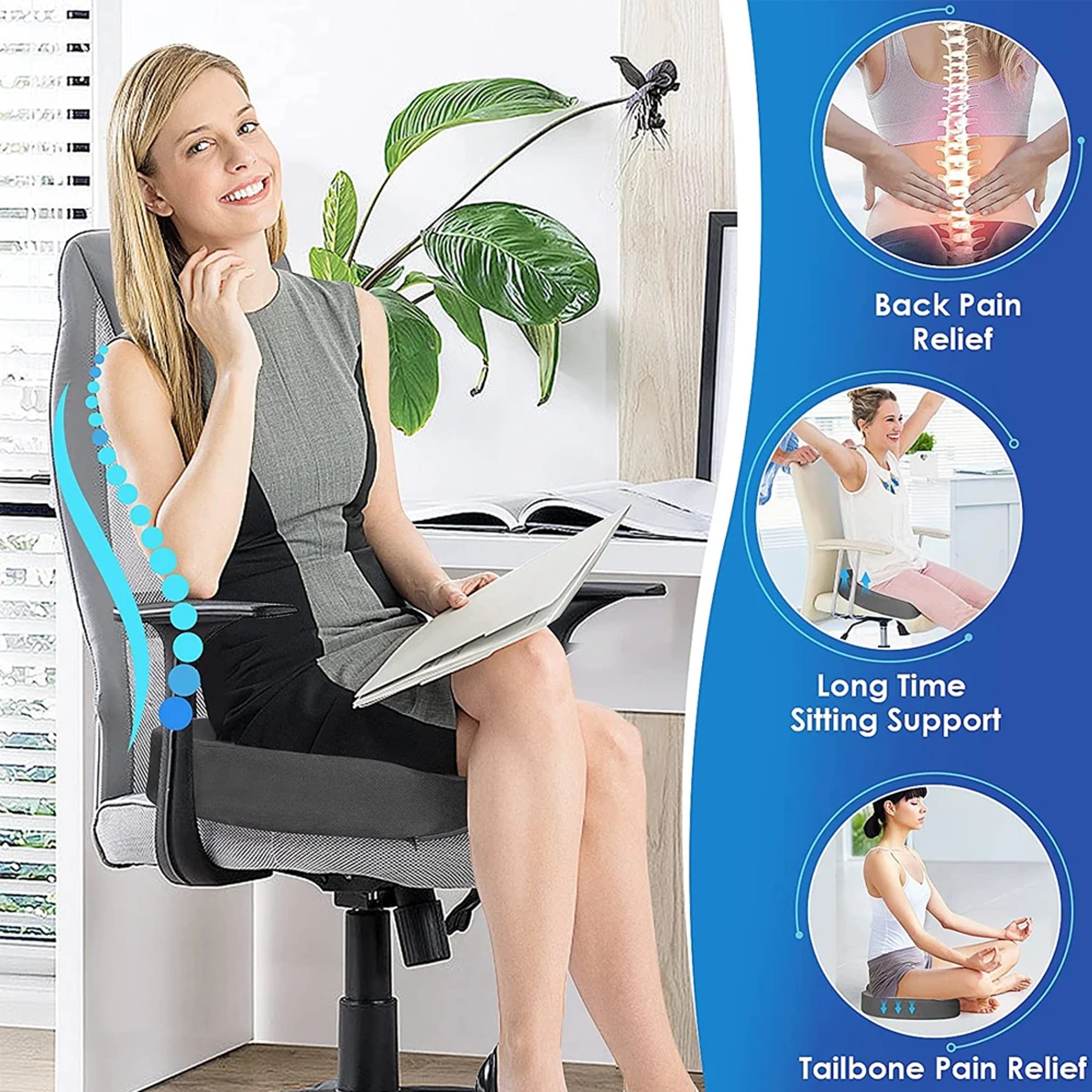 Coccyx Memory Foam Seat Cushion For Tailbone Support And Office Chair Comfort 3