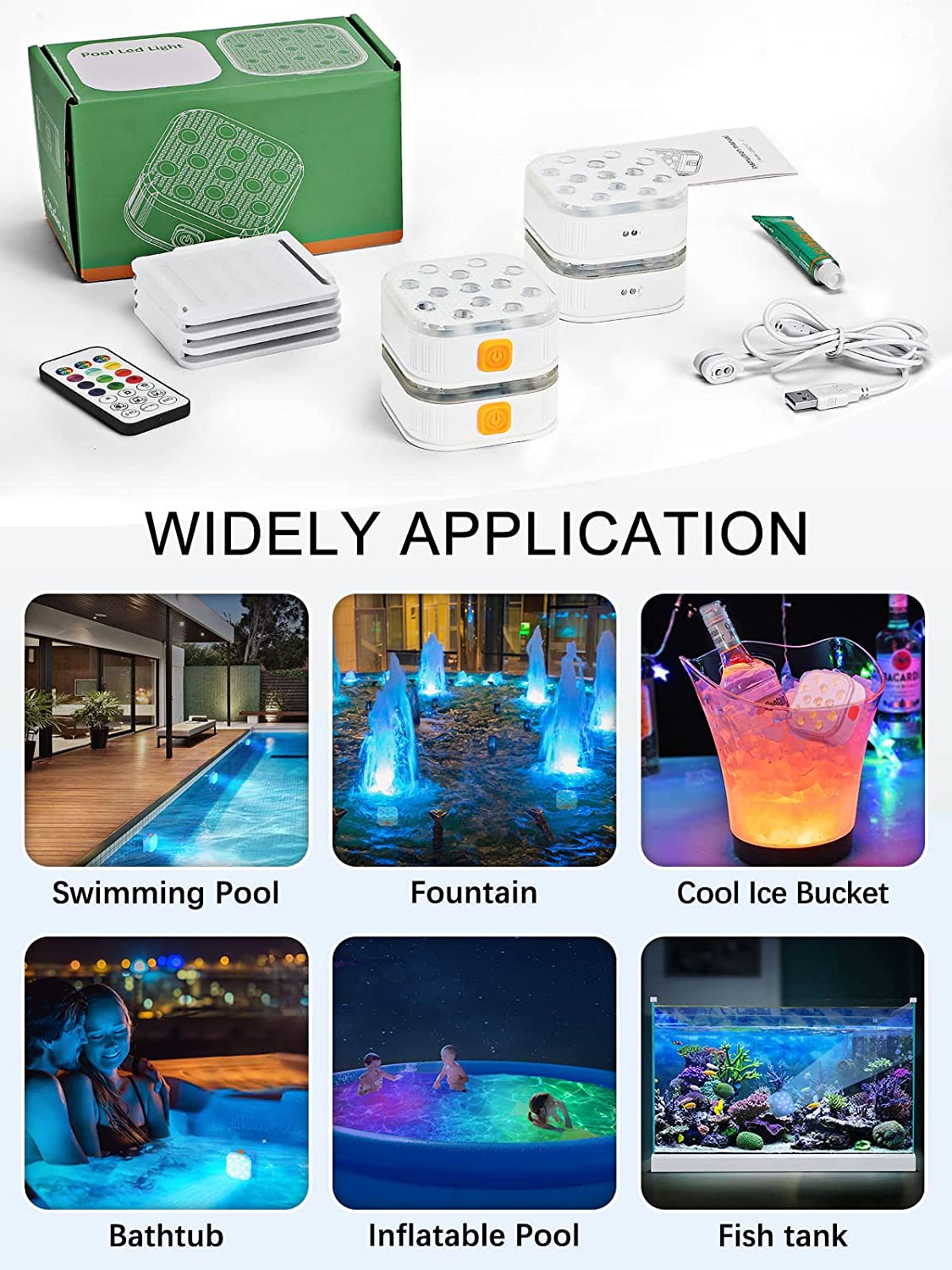 Rechargeable Submersible Pool Lights With Remote Timer  Color Changing LEDs 4