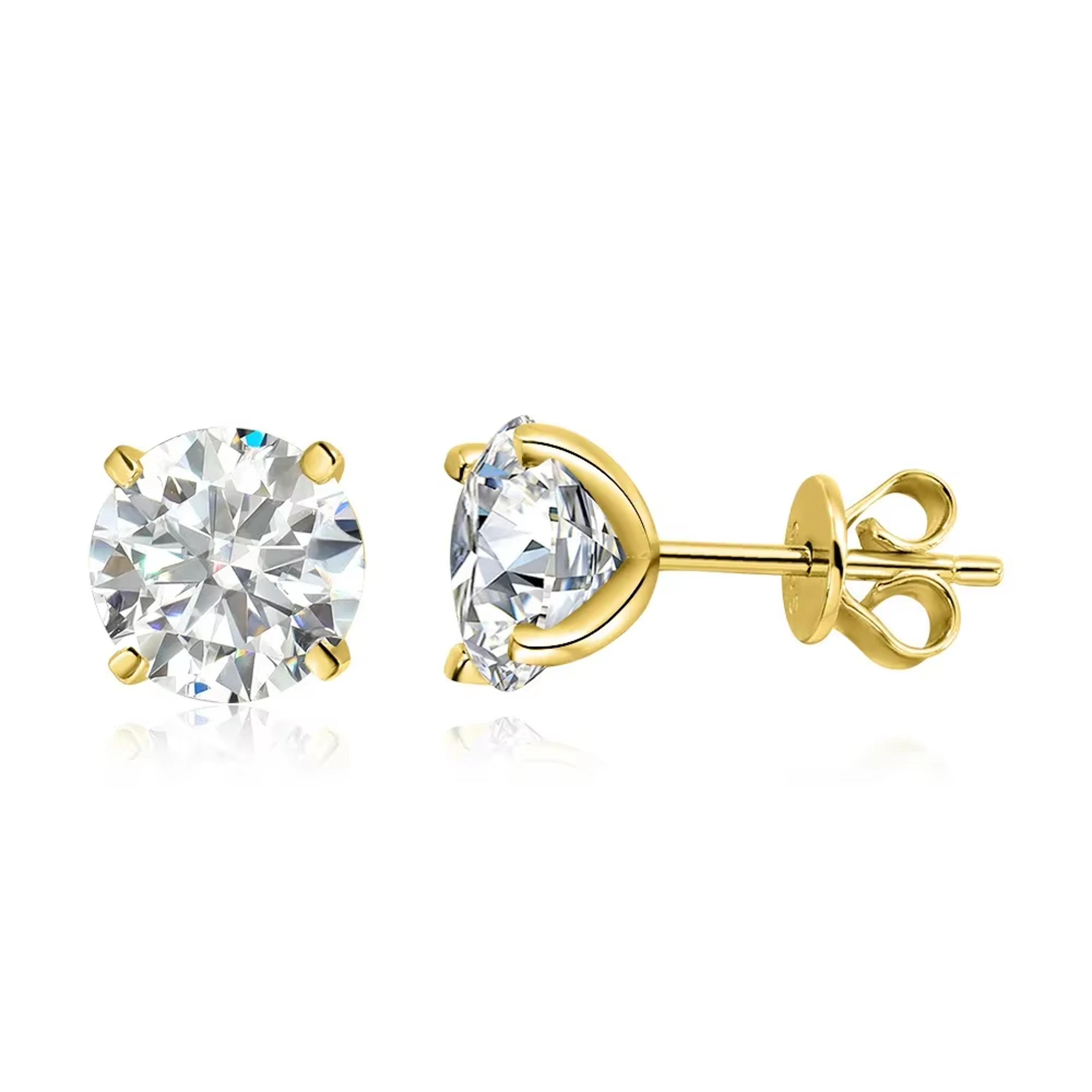 Classic Moissanite Stud Earrings Sterling Silver Gold Plated 7