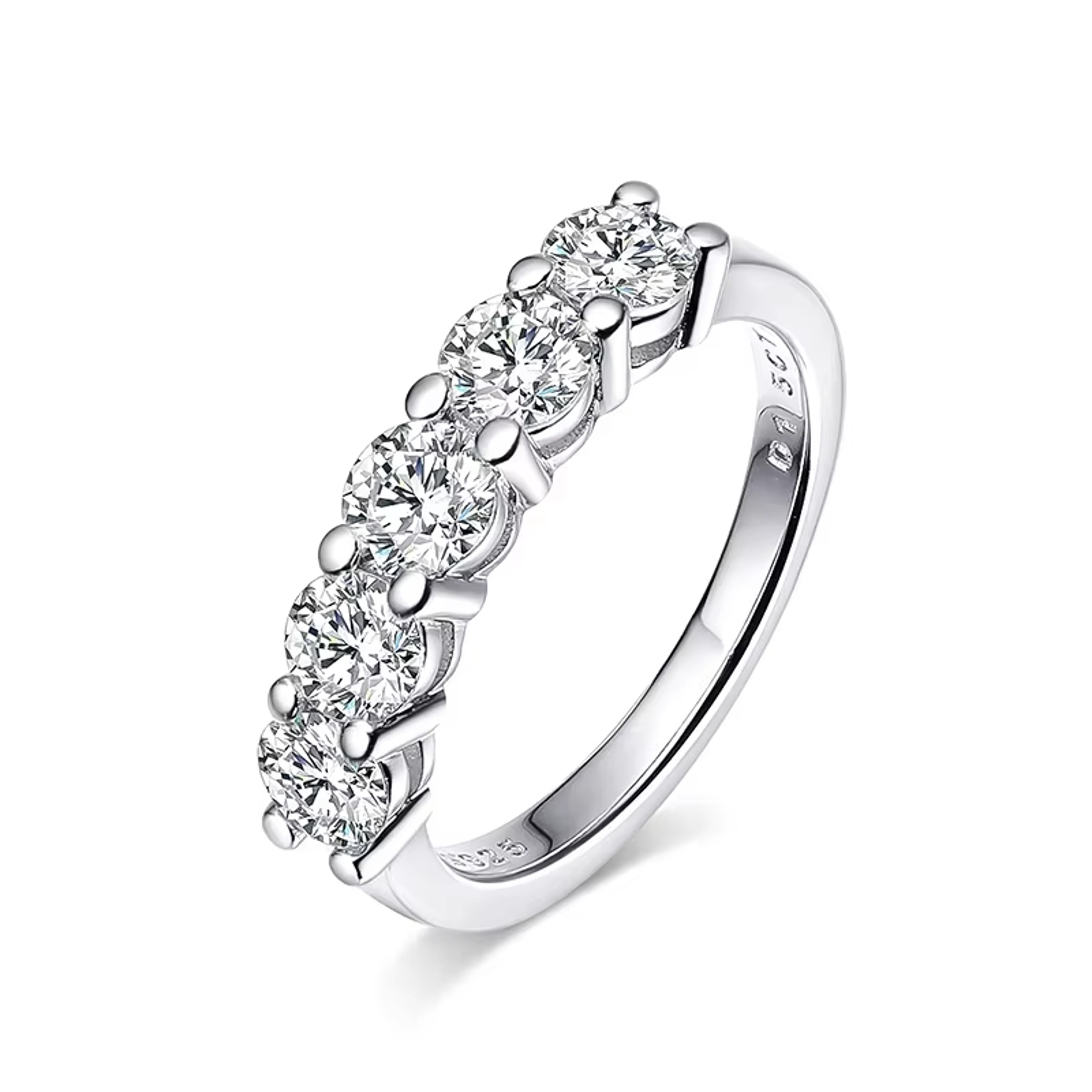 Radiant Moissanite Wedding Band Sterling Silver Ring 1