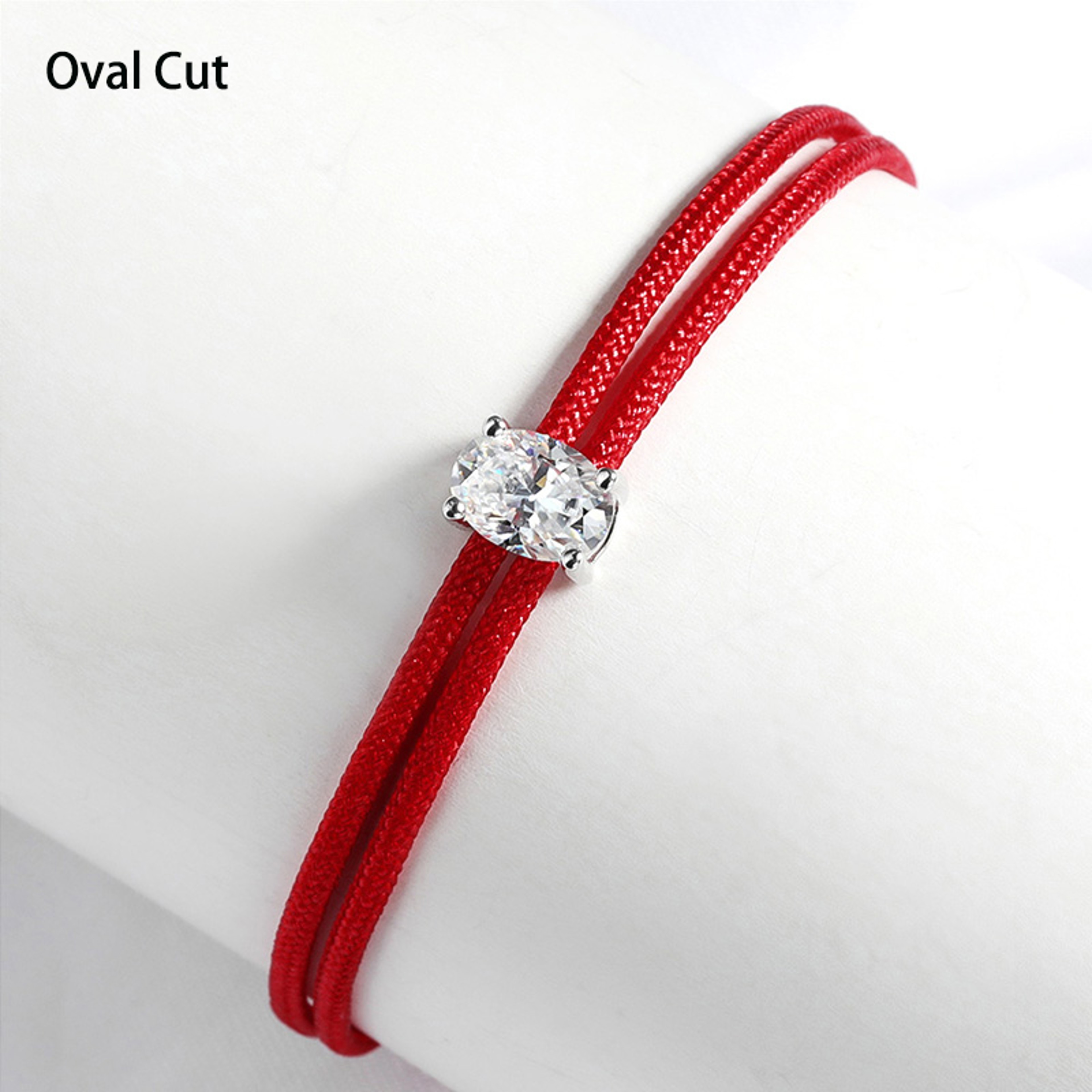 Oval Moissanite Bracelet Sterling Silver Braided Rope Chain For Women 5