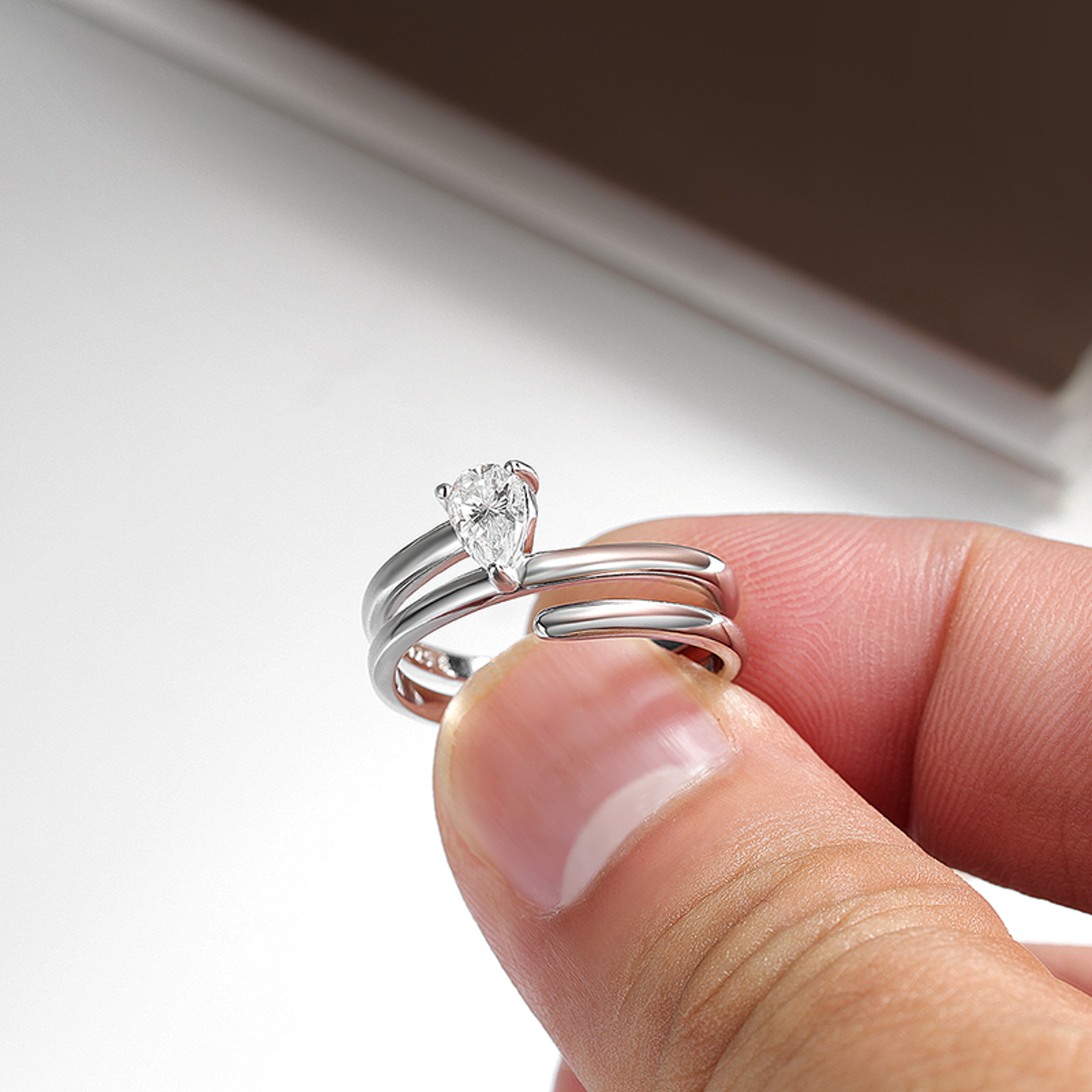 Moissanite Solitaire Ring Sterling Silver Engagement Ring 7
