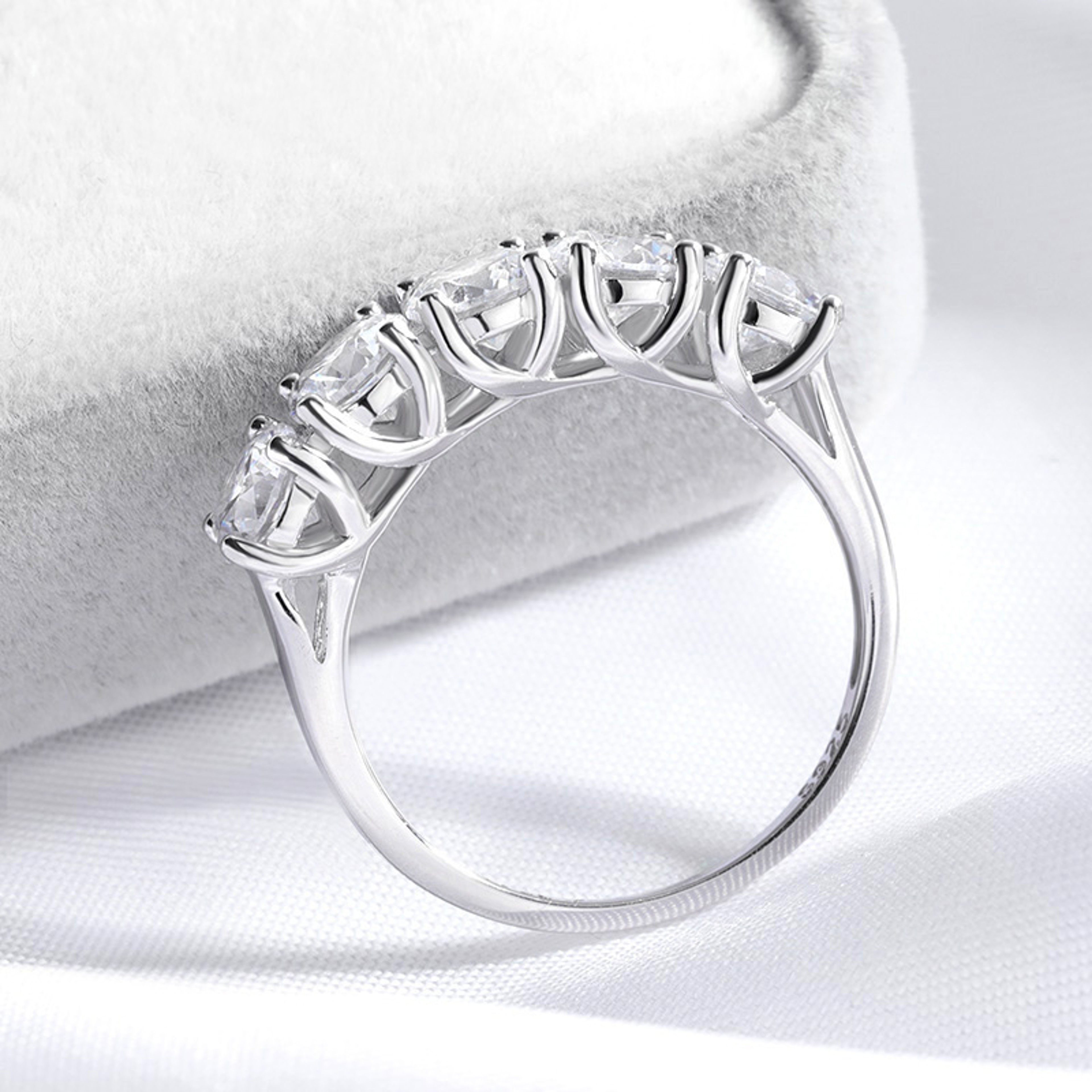 Five Stone Moissanite Wedding Ring For Women In Sterling Silver 1